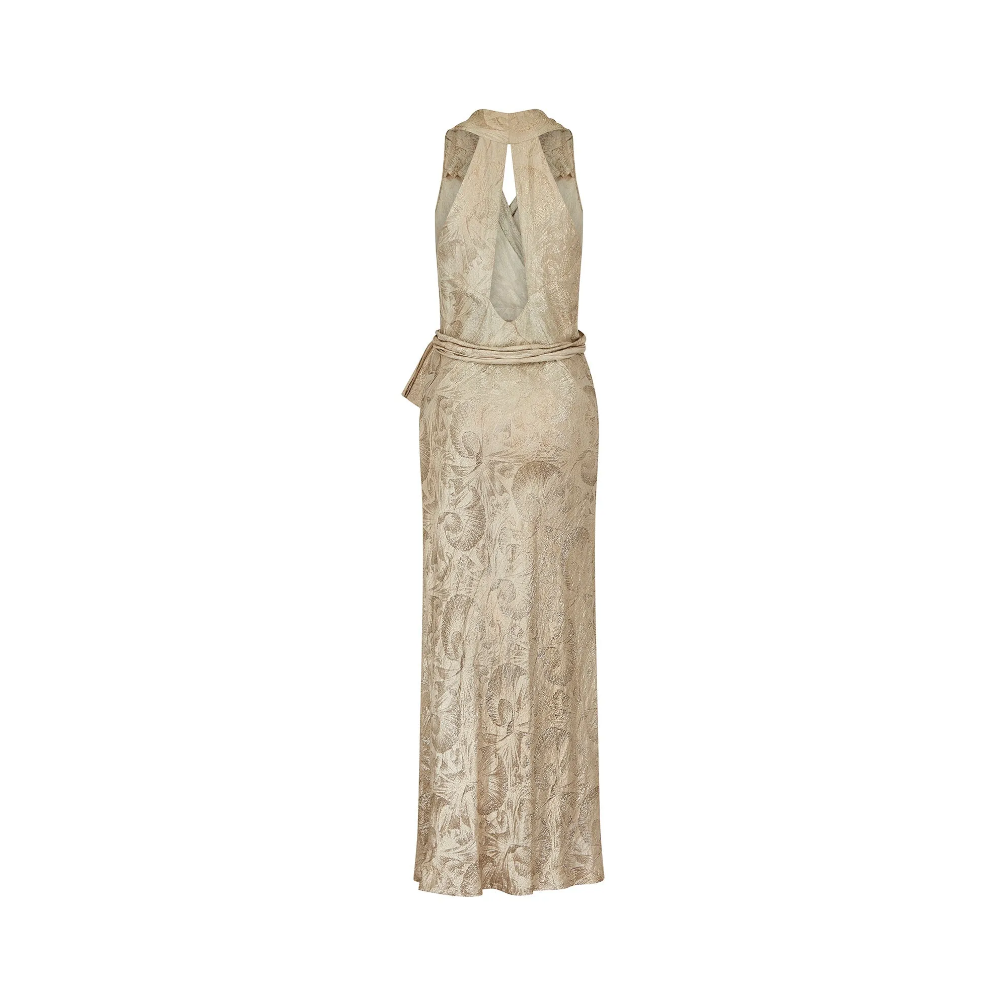 Stunning 1930s Silver Lame Haute Couture Evening Dress