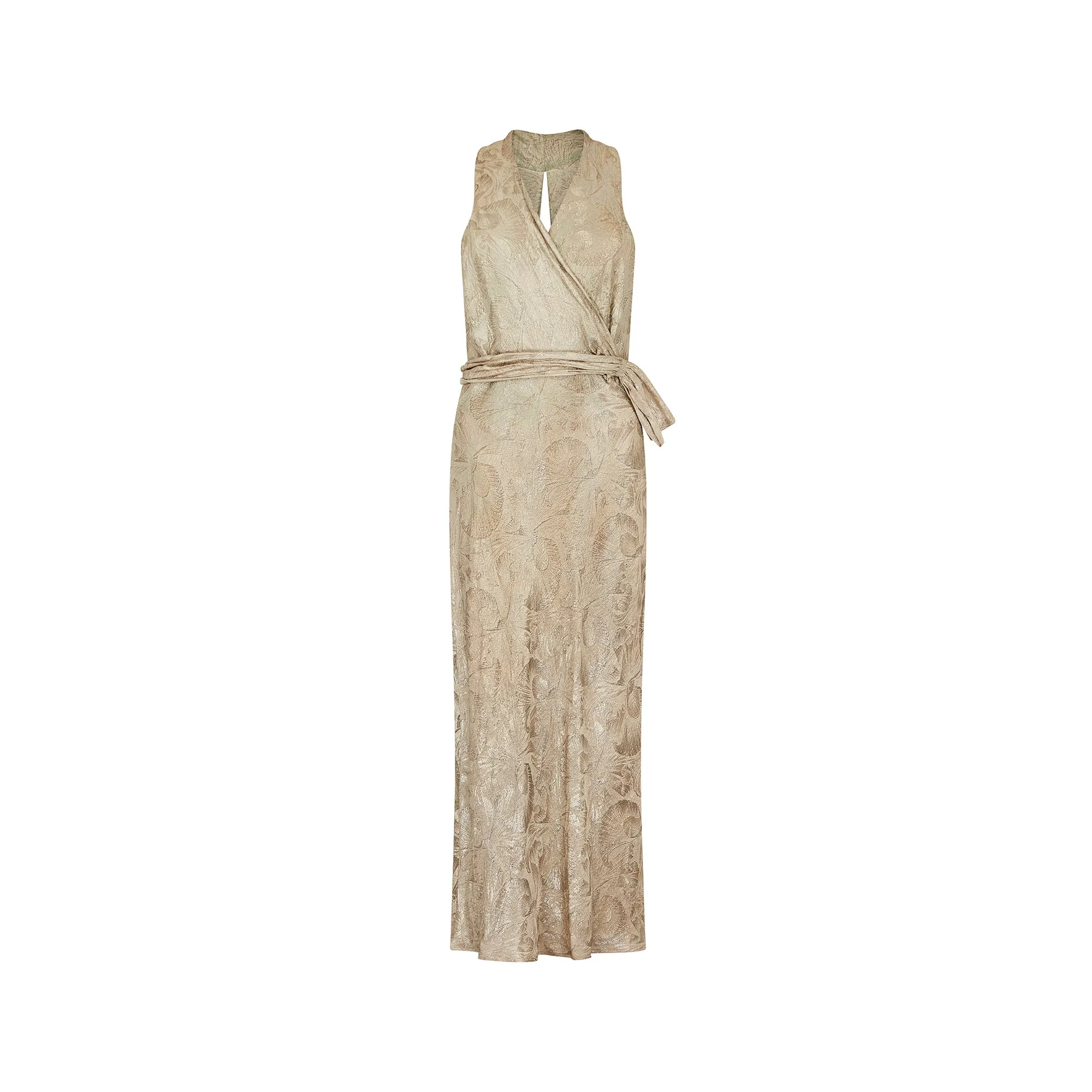 Stunning 1930s Silver Lame Haute Couture Evening Dress