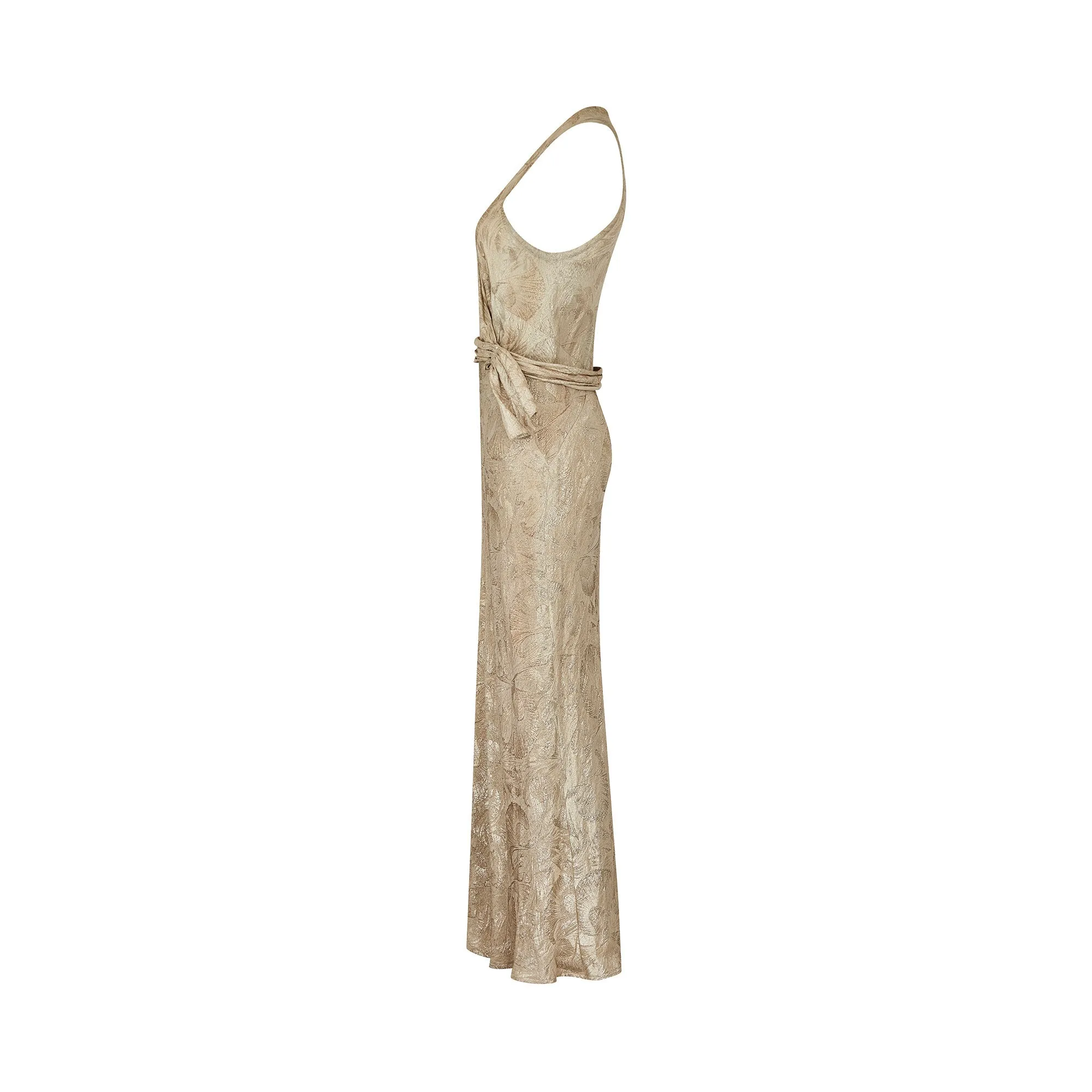 Stunning 1930s Silver Lame Haute Couture Evening Dress