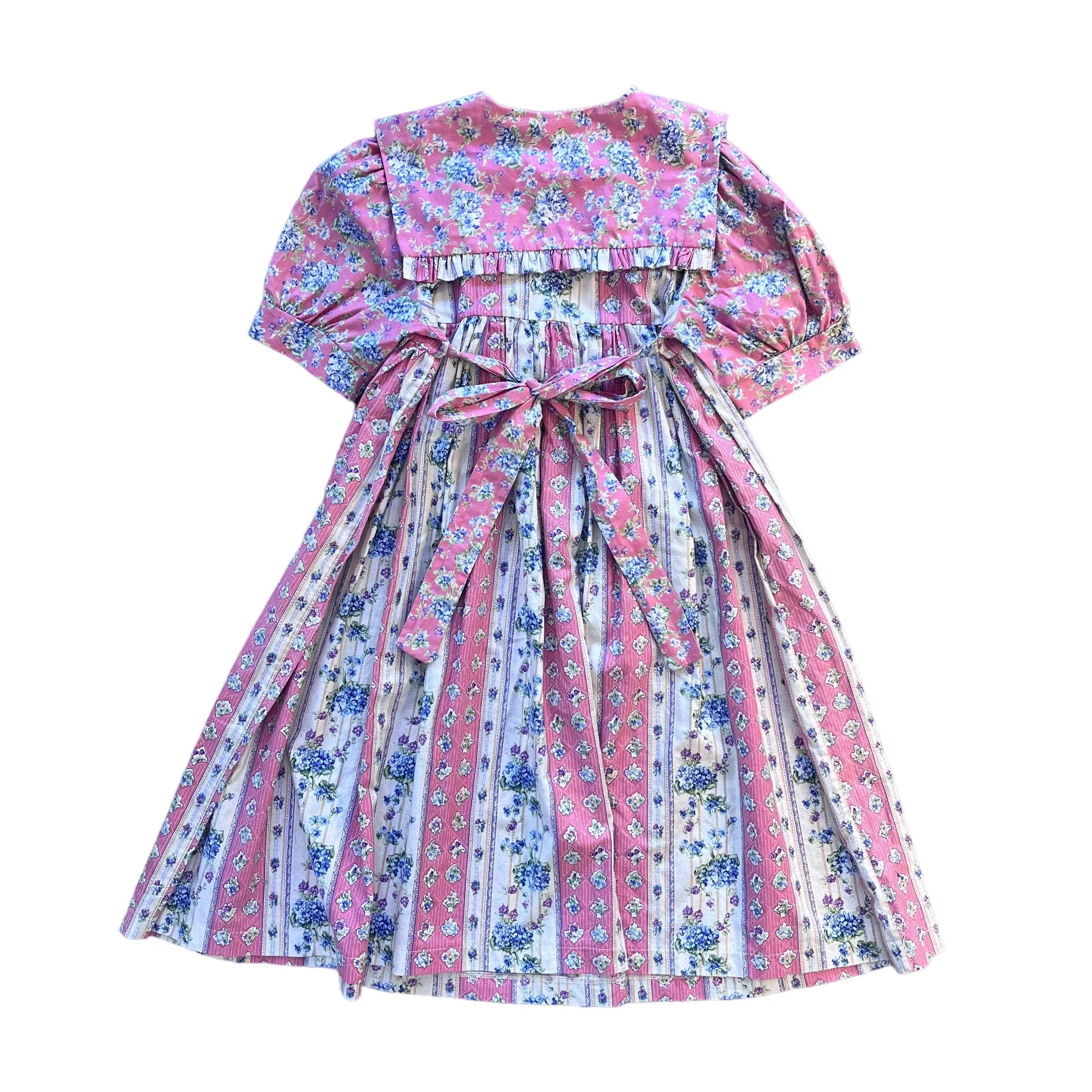 1980s Pink Floral Prairie Dress  / 6-8Y