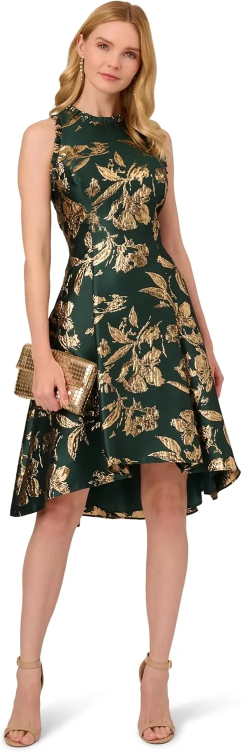 Adrianna Papell Women's Ruffle Jacquard Dress