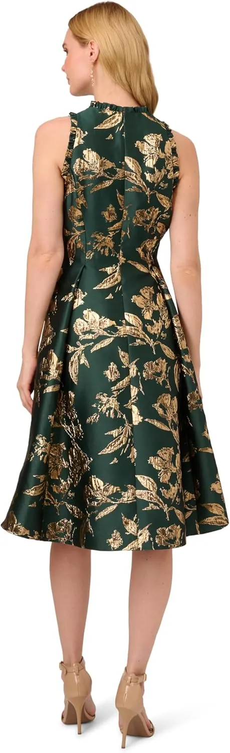 Adrianna Papell Women's Ruffle Jacquard Dress