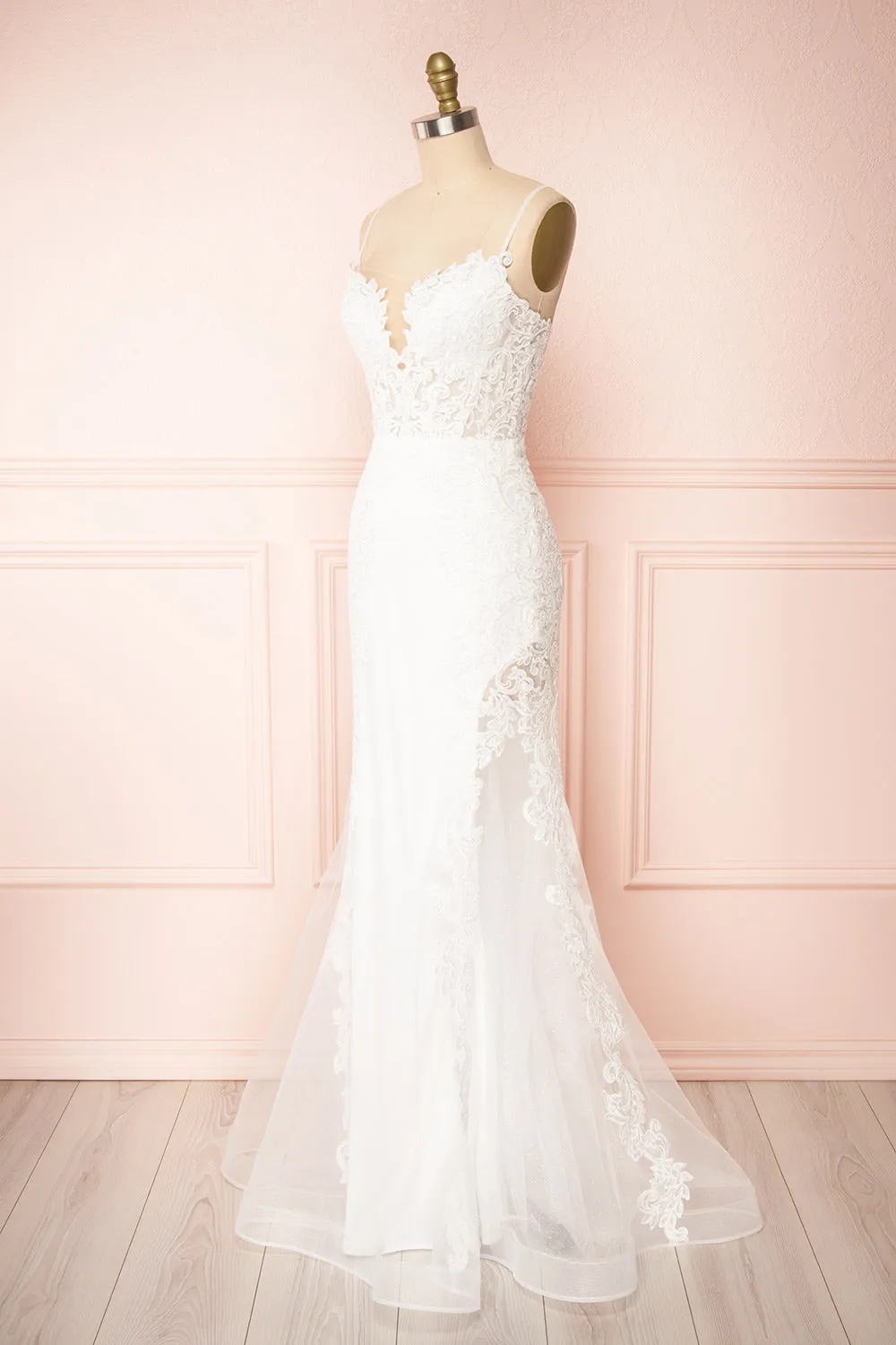 Aerlene | White Embroidered Mermaid Wedding Dress