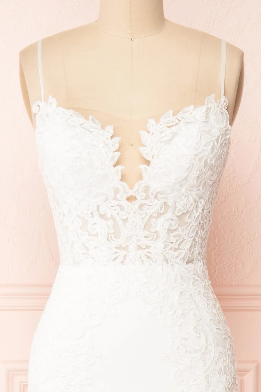 Aerlene | White Embroidered Mermaid Wedding Dress
