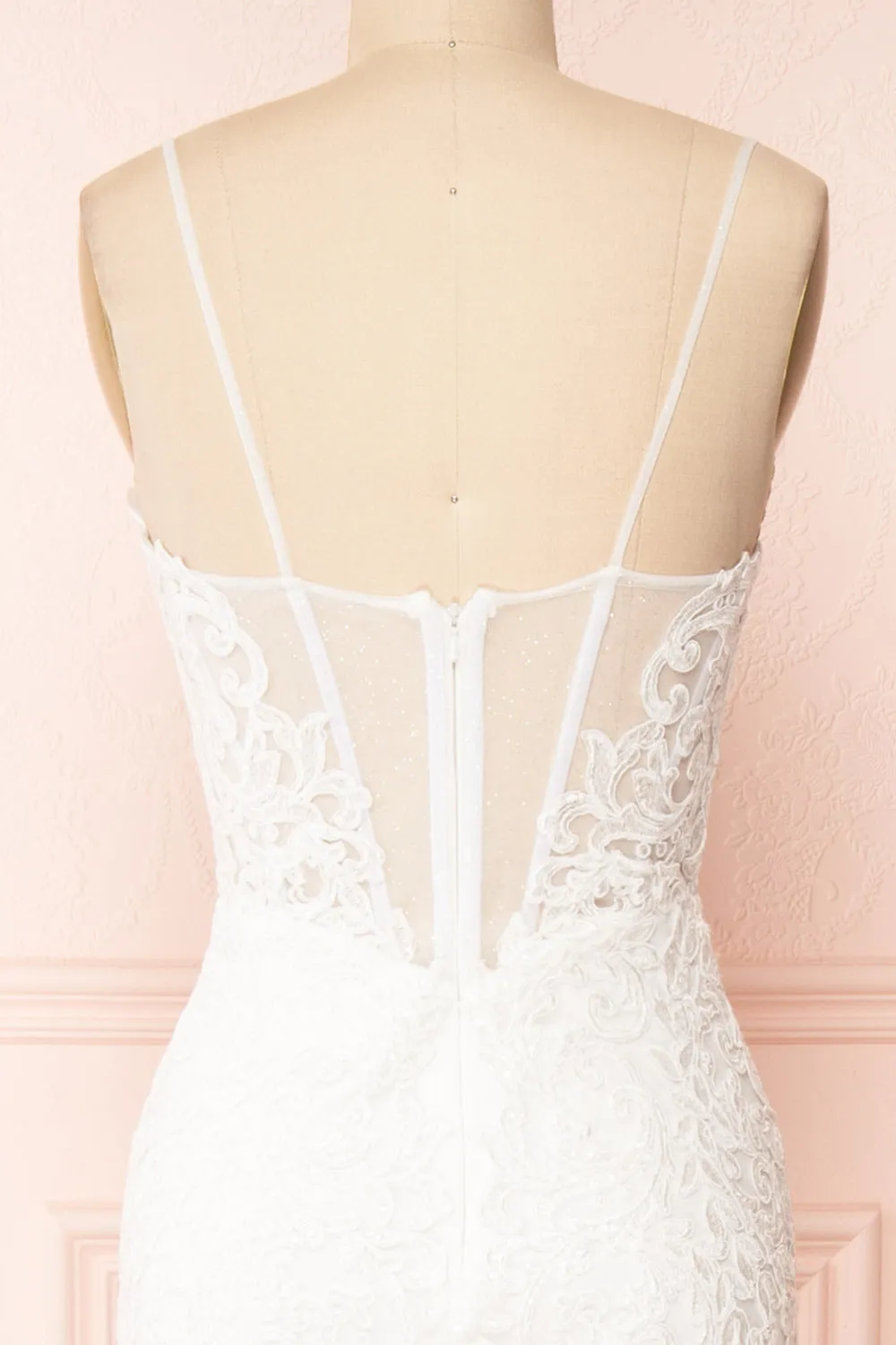 Aerlene | White Embroidered Mermaid Wedding Dress