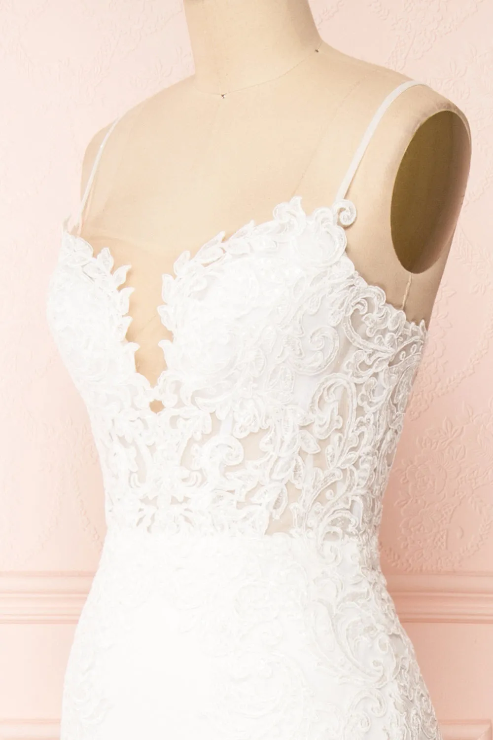 Aerlene | White Embroidered Mermaid Wedding Dress