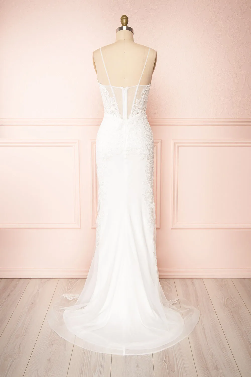 Aerlene | White Embroidered Mermaid Wedding Dress