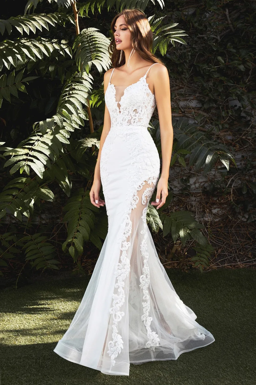 Aerlene | White Embroidered Mermaid Wedding Dress