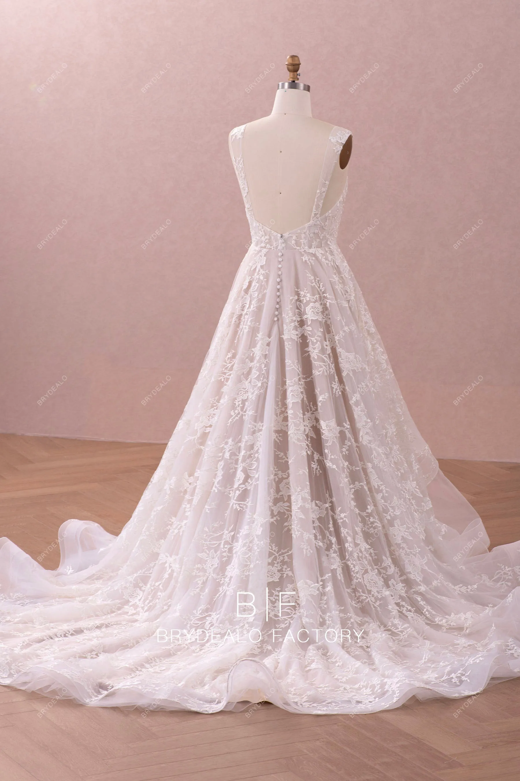 Asymmetrical High-low Lace Wholesale Illusion Wedding Dress