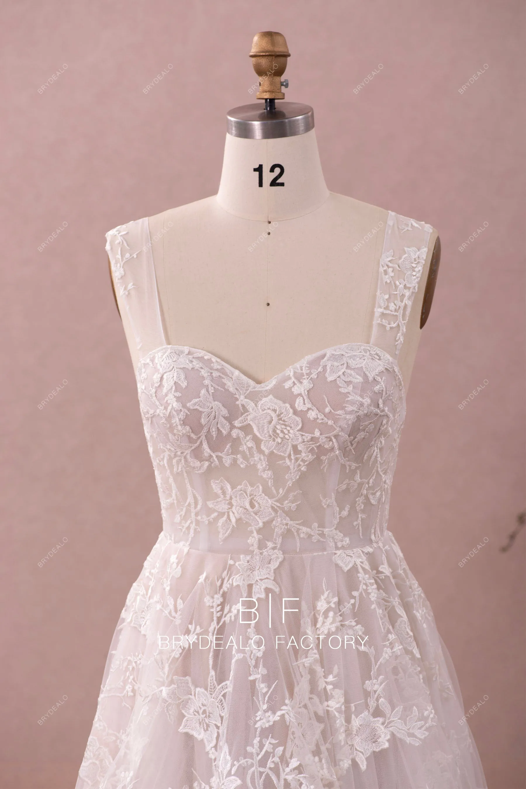 Asymmetrical High-low Lace Wholesale Illusion Wedding Dress