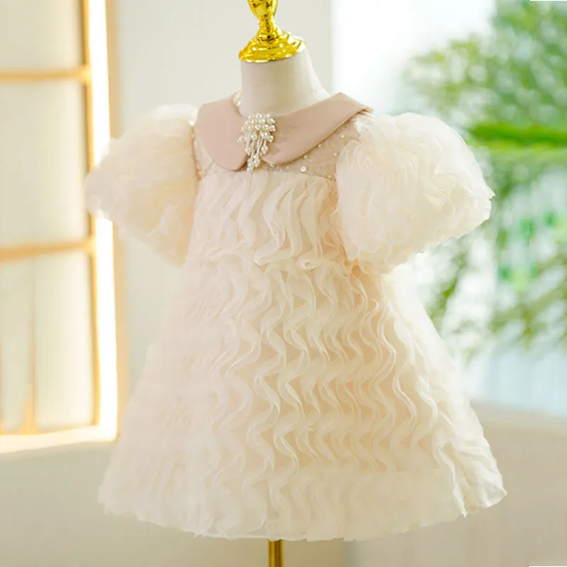 Baby Girl Wedding Party Puff Sleeve Doll Collar Communion Princess Dress