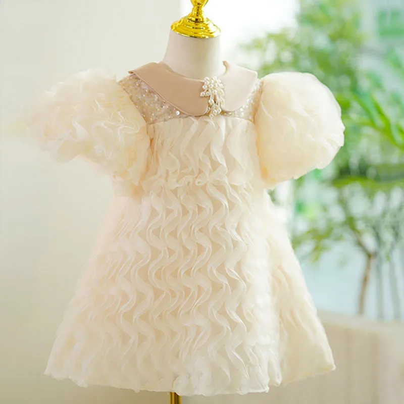 Baby Girl Wedding Party Puff Sleeve Doll Collar Communion Princess Dress