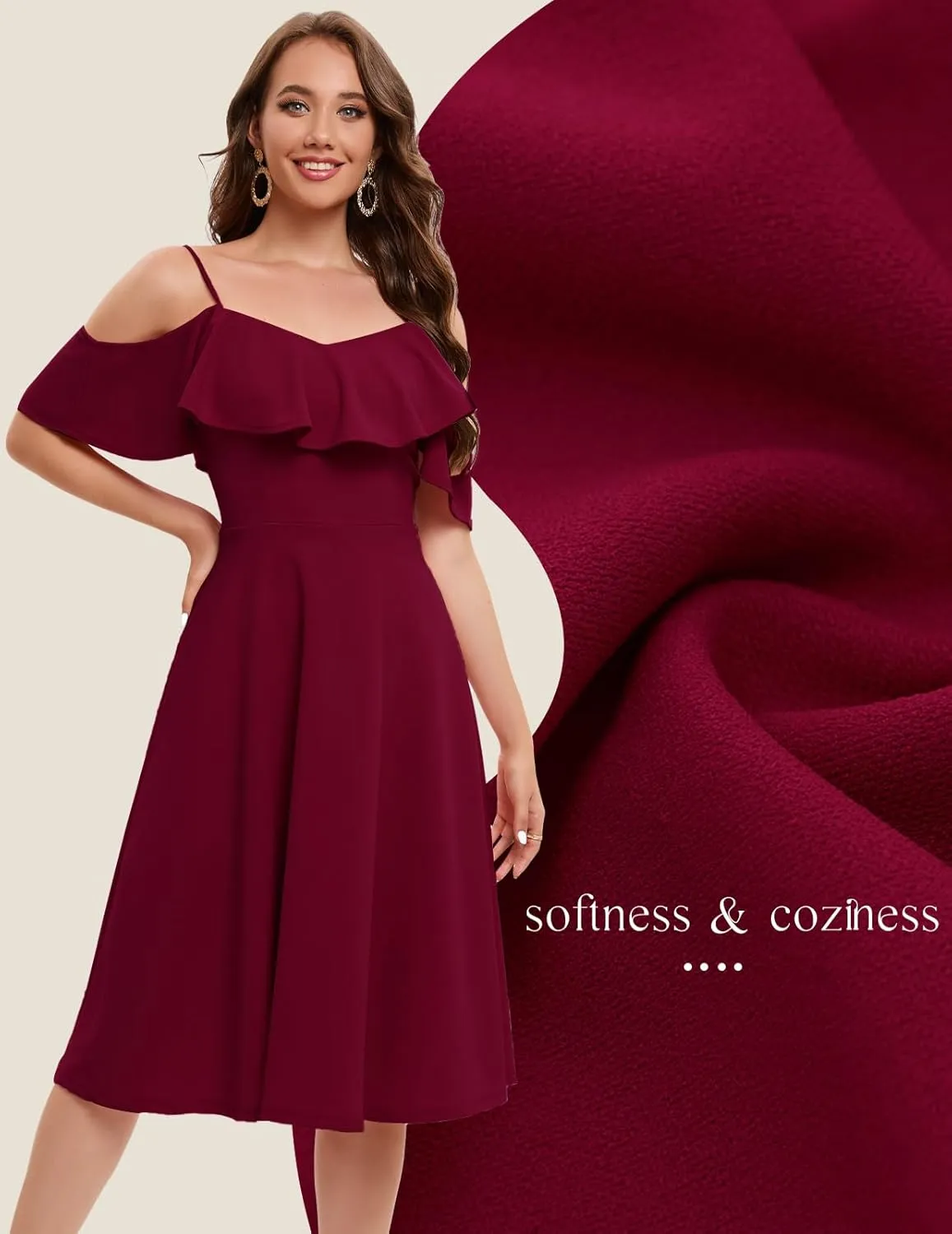 Bbonlinedress Womens Off Shoulder Summer Wedding Guest Dress Formal Cocktail Prom Graduation Homecoming A-line Midi Dress