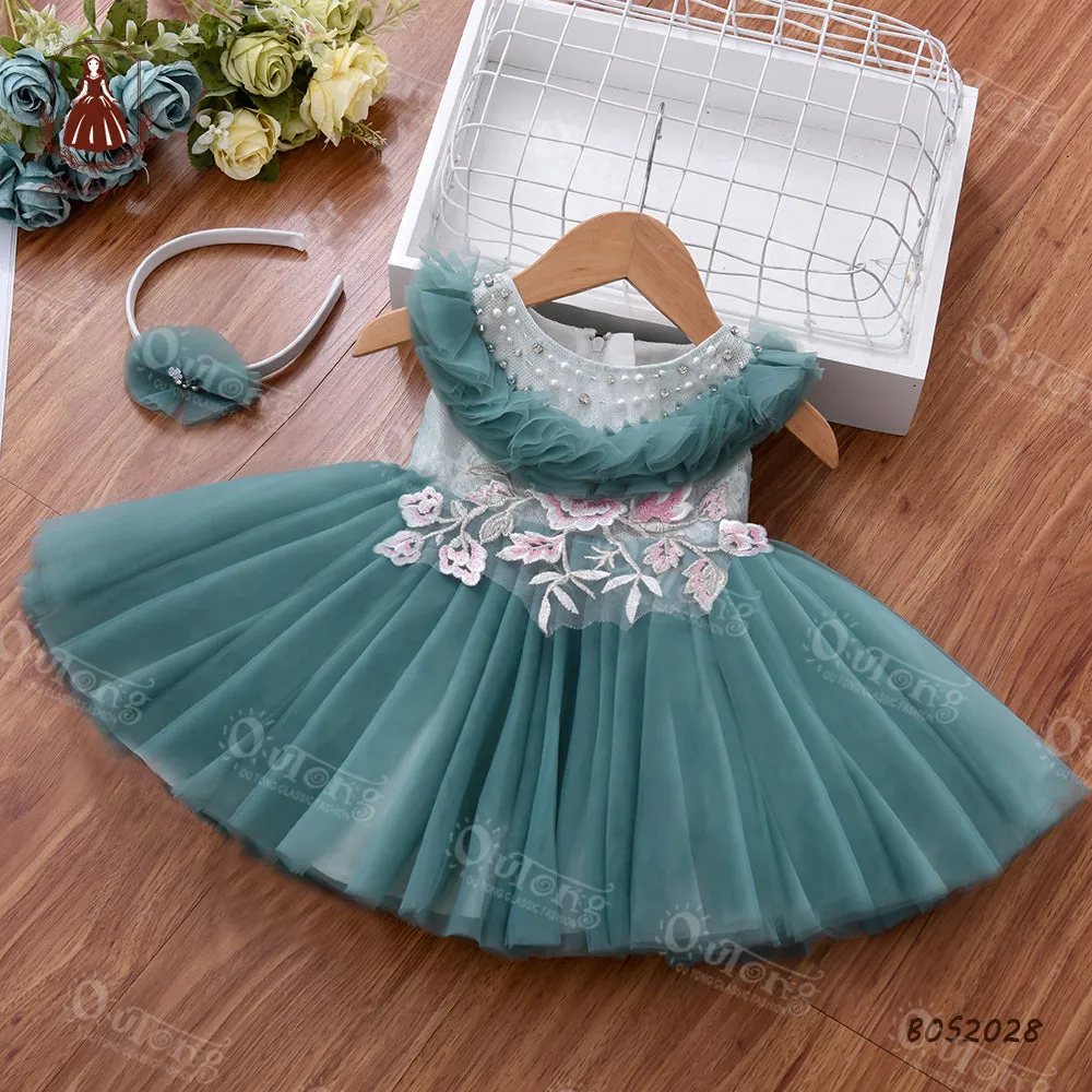 Bos2028 Outong Yoliyolei 6-24-months Summer Pink NewBorn Layered Baby Formal Flower Girl Dress Kid Party Princess Birthday Children Dress