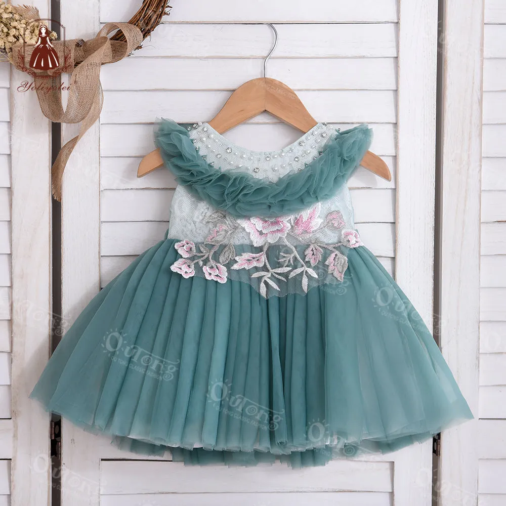 Bos2028 Outong Yoliyolei 6-24-months Summer Pink NewBorn Layered Baby Formal Flower Girl Dress Kid Party Princess Birthday Children Dress