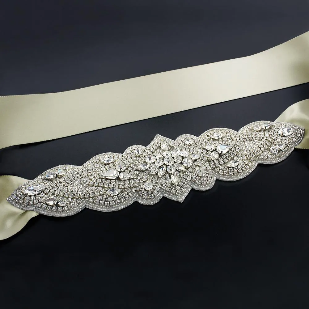 Bridal Sash with Tapered Rhinestone Applique