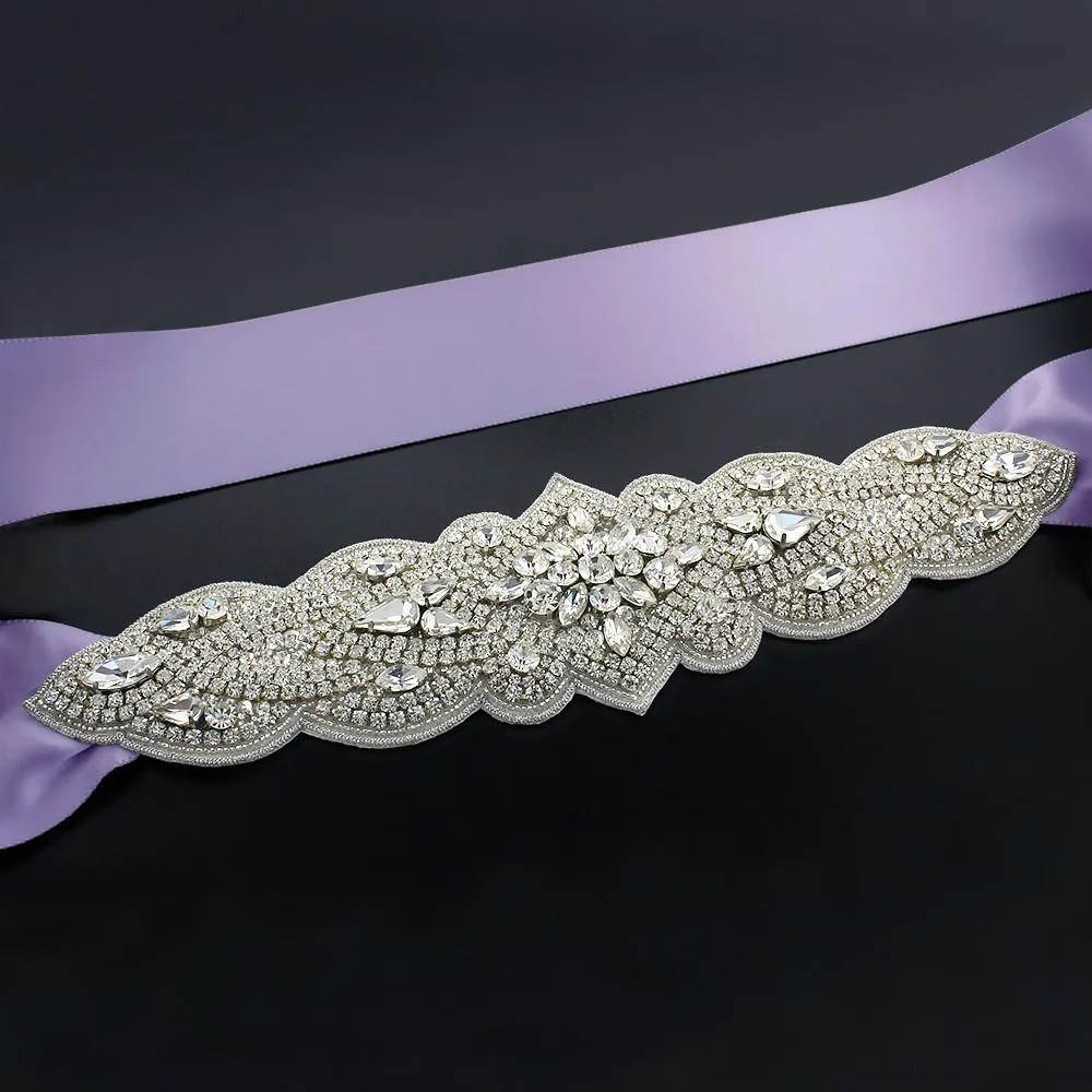 Bridal Sash with Tapered Rhinestone Applique