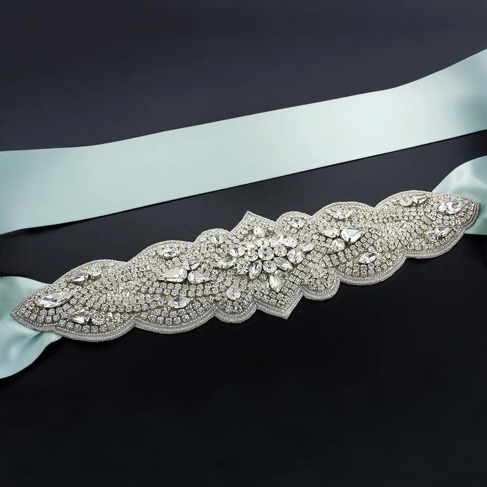 Bridal Sash with Tapered Rhinestone Applique