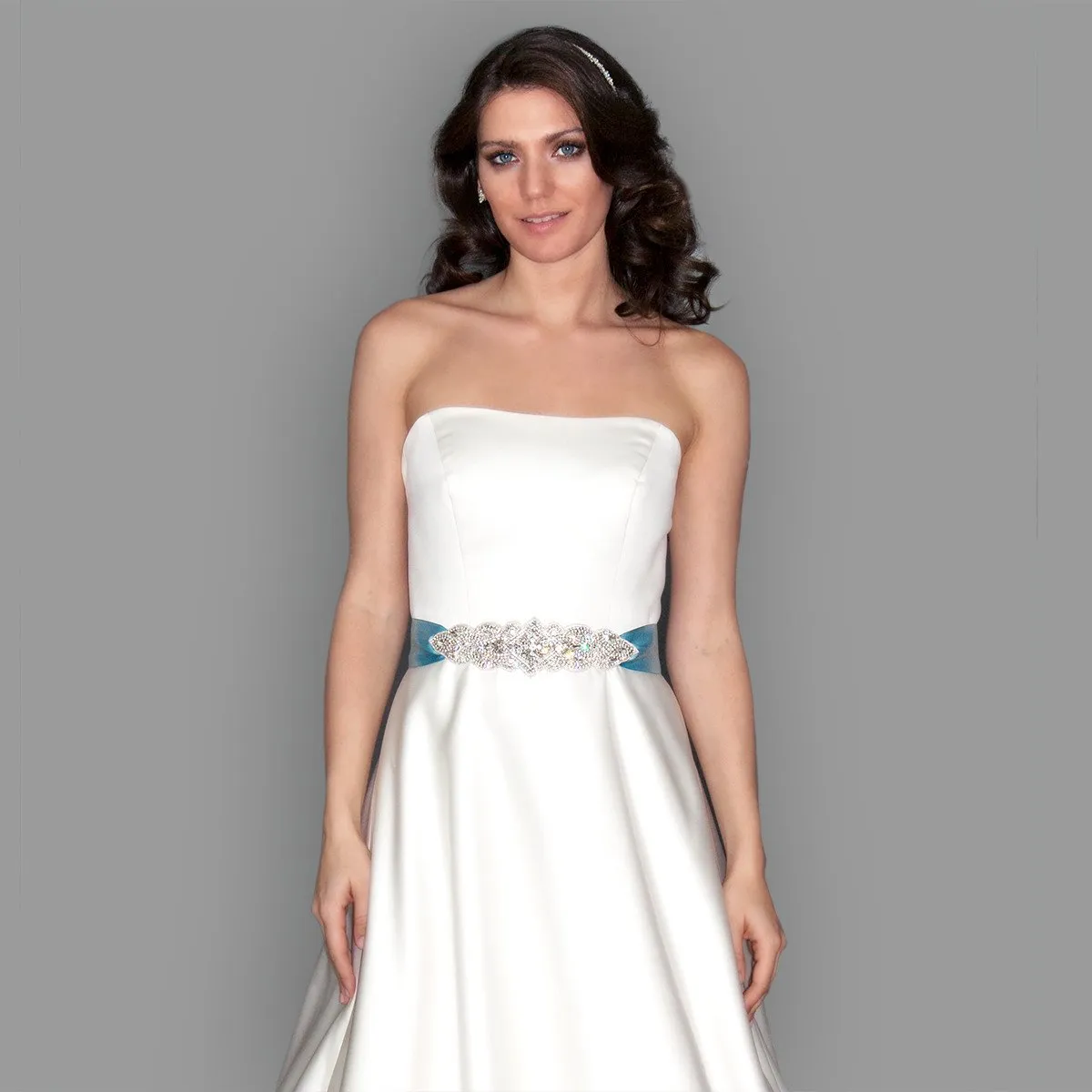 Bridal Sash with Tapered Rhinestone Applique