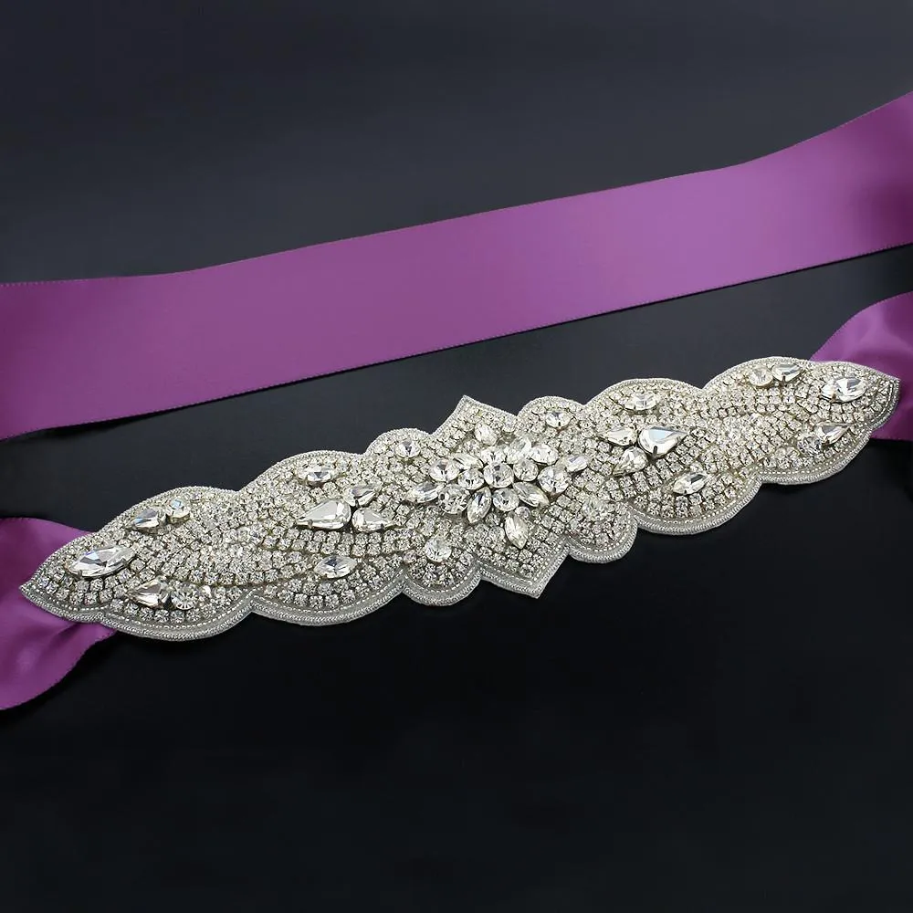 Bridal Sash with Tapered Rhinestone Applique