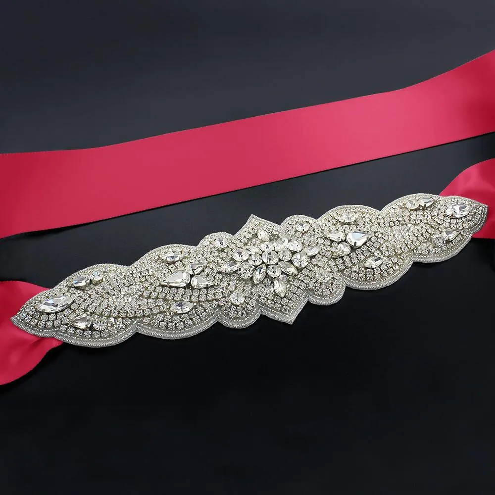 Bridal Sash with Tapered Rhinestone Applique