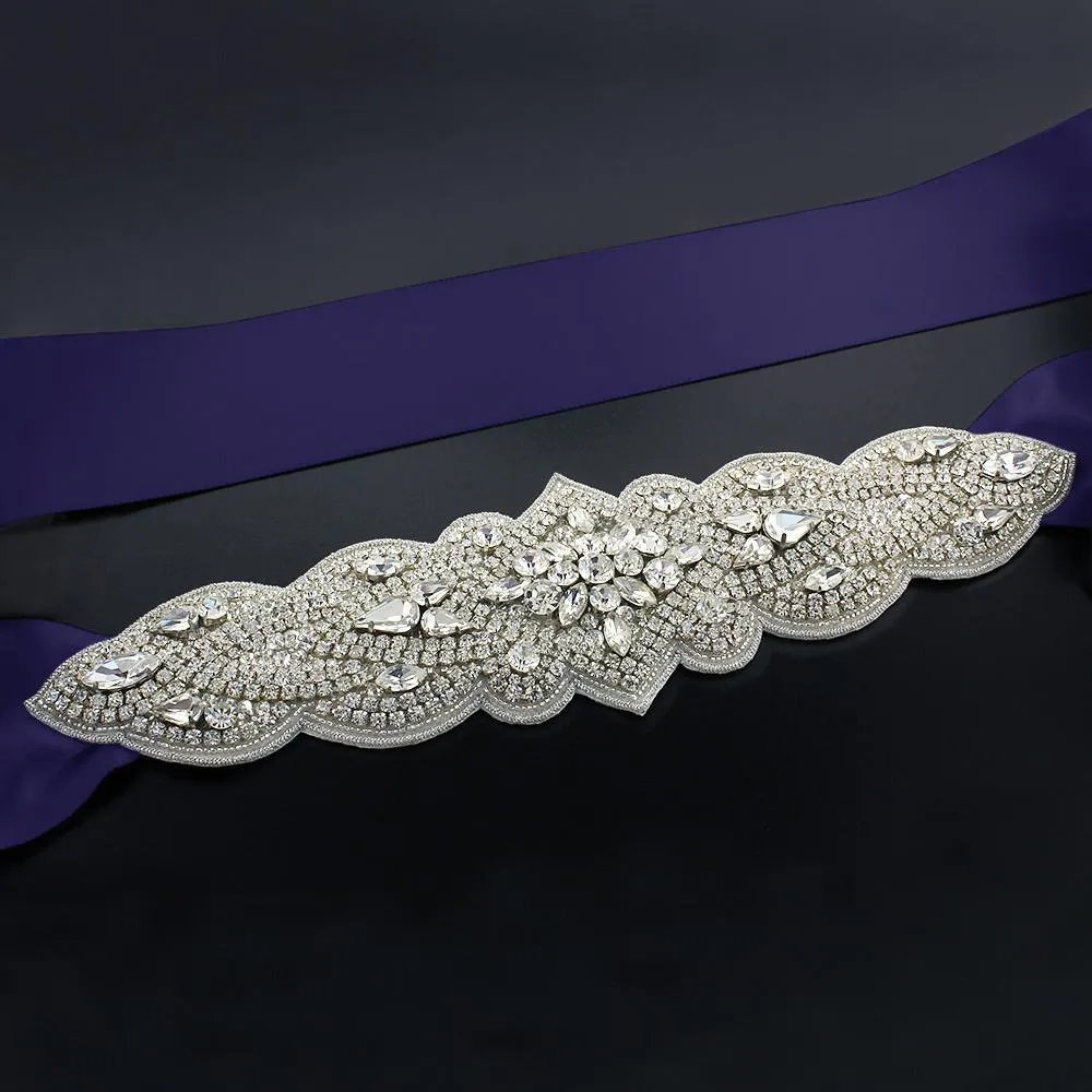 Bridal Sash with Tapered Rhinestone Applique