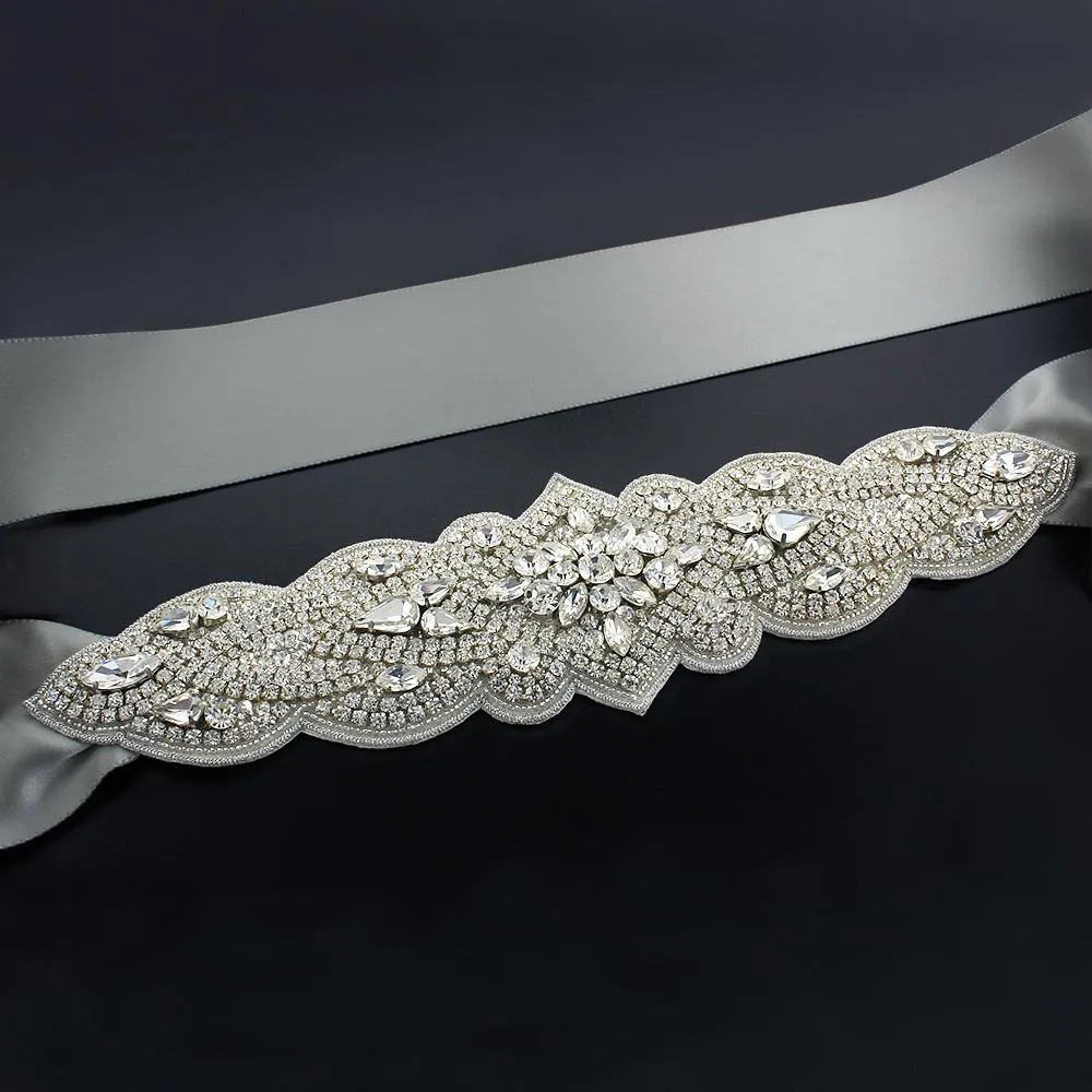 Bridal Sash with Tapered Rhinestone Applique
