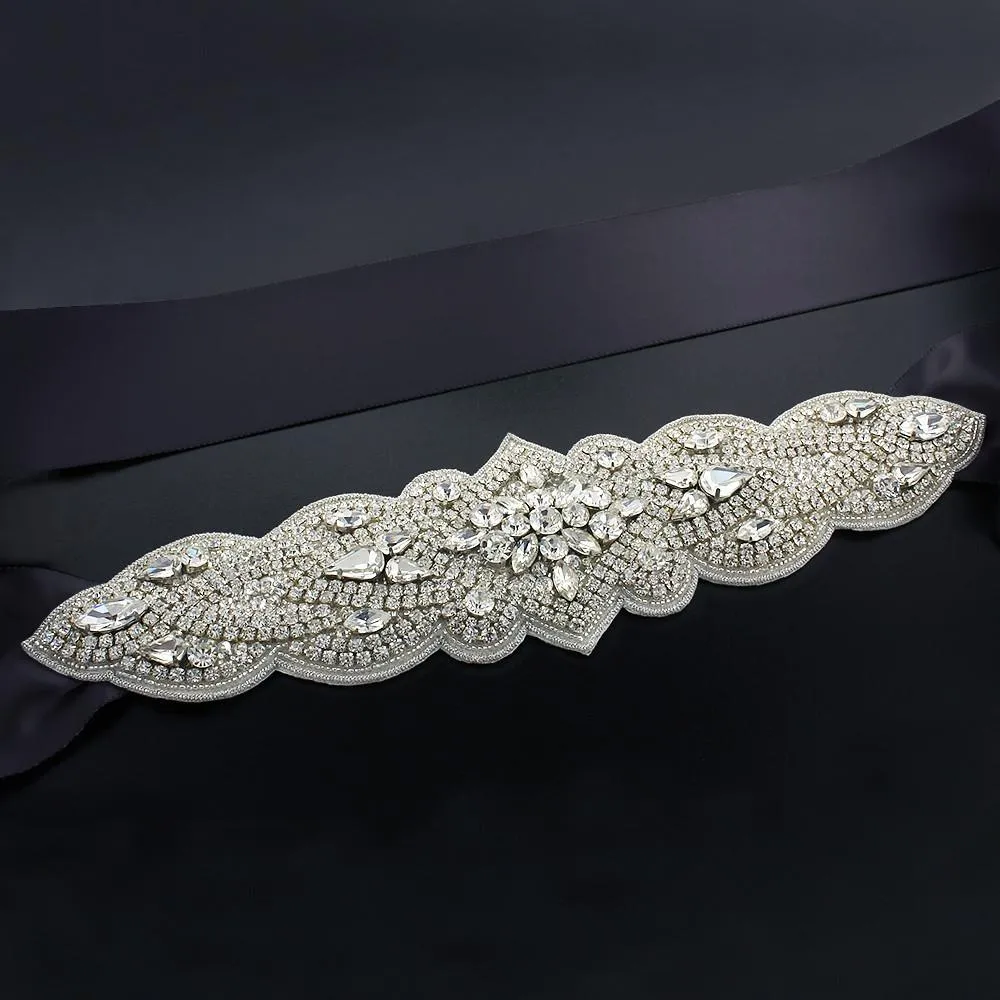 Bridal Sash with Tapered Rhinestone Applique