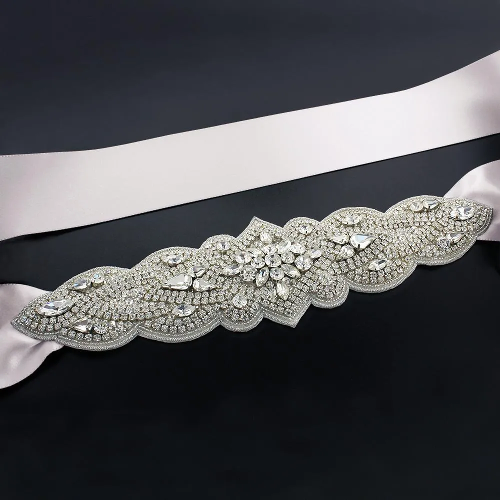 Bridal Sash with Tapered Rhinestone Applique