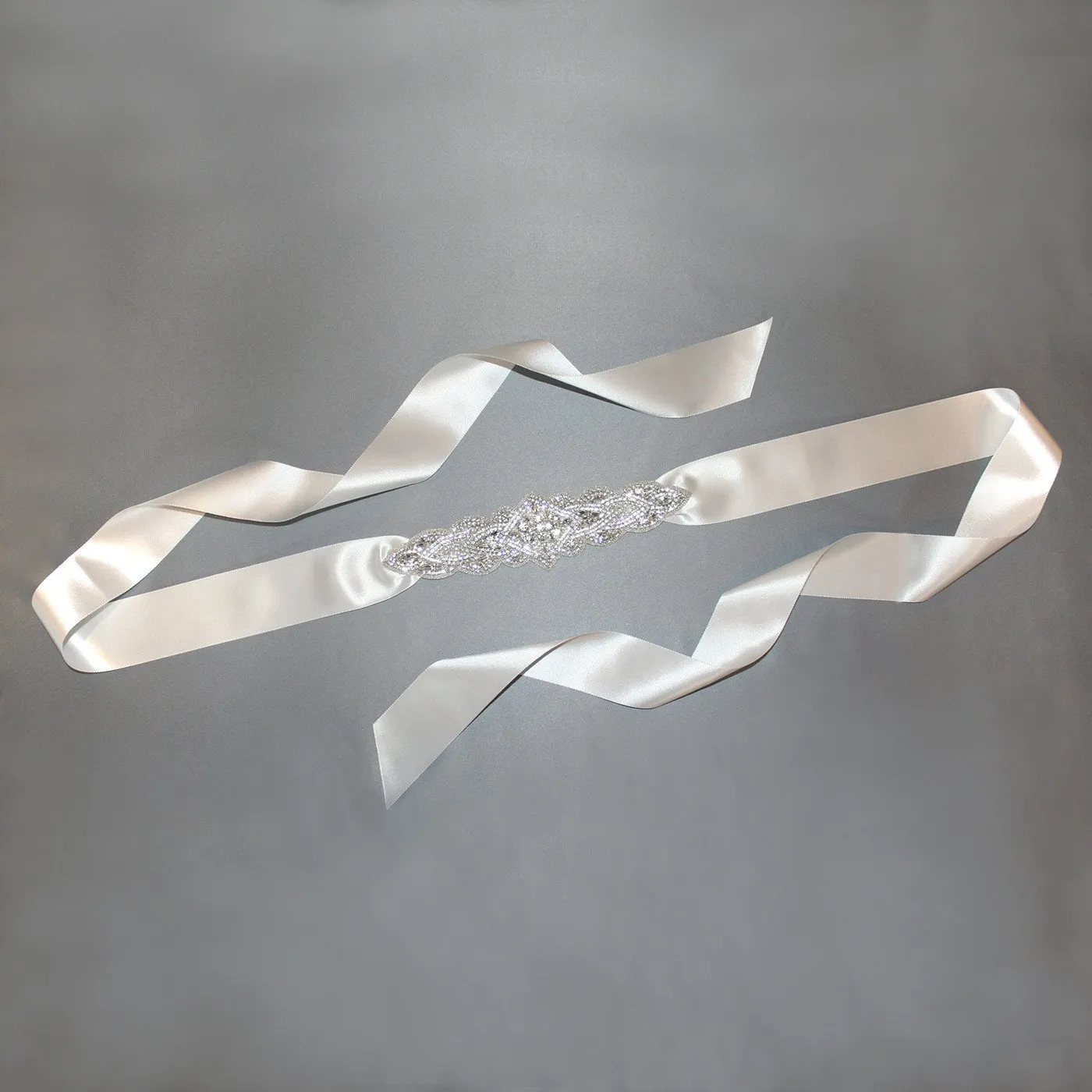 Bridal Sash with Tapered Rhinestone Applique