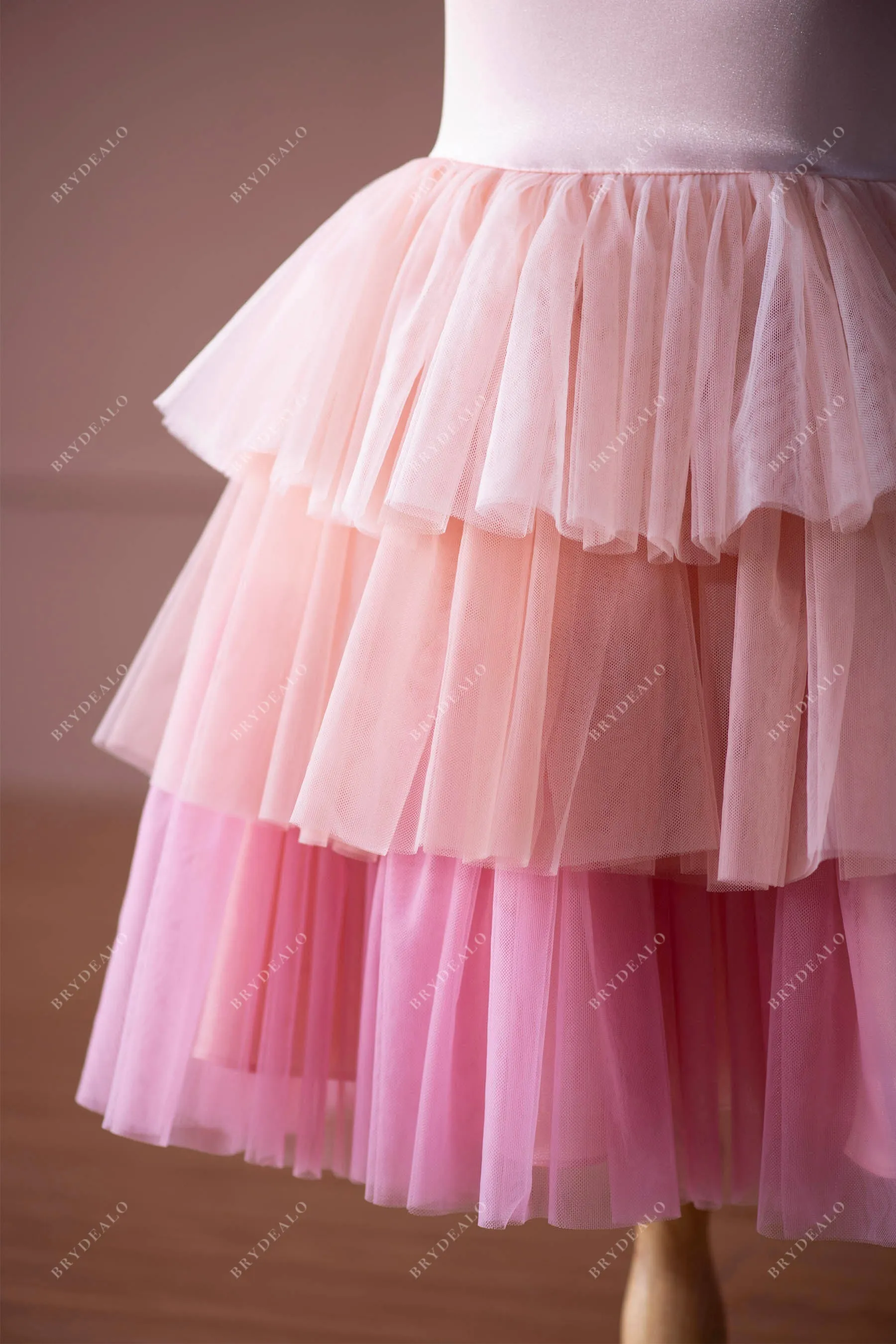 Cute Ombre Knee Length Satin Tulle Flower Girl Dress