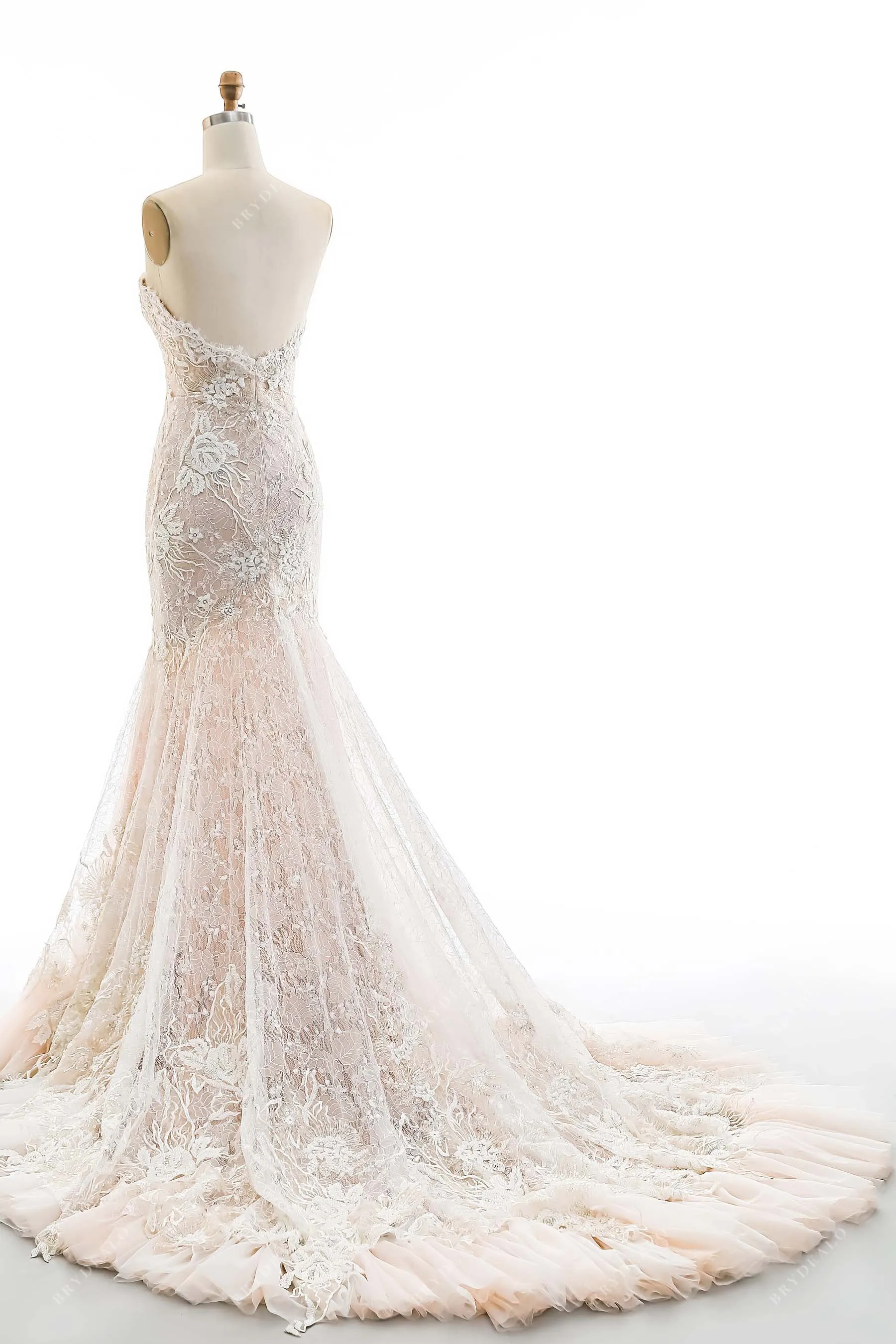 Designer Shimmery Lace Strapless Corset Mermaid Wedding Dress
