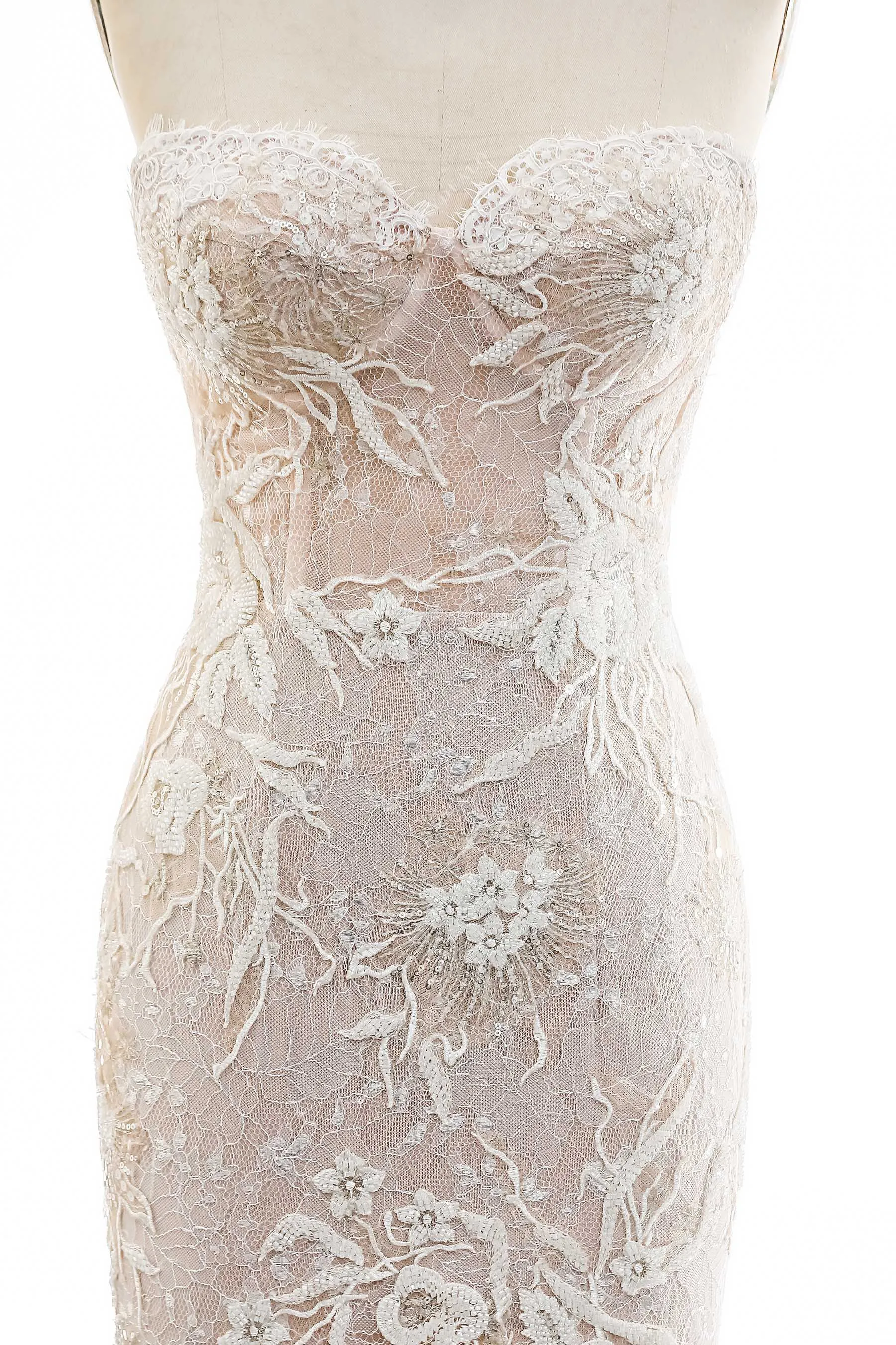 Designer Shimmery Lace Strapless Corset Mermaid Wedding Dress