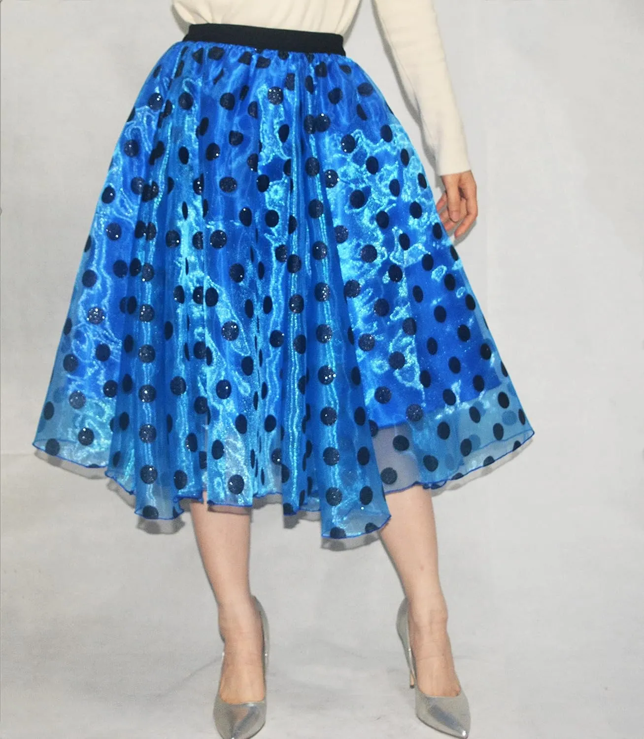 Lady's Organza Princess Skirt Bowknot A Line Pleated Midi/Knee Length Tutu Party Skirts