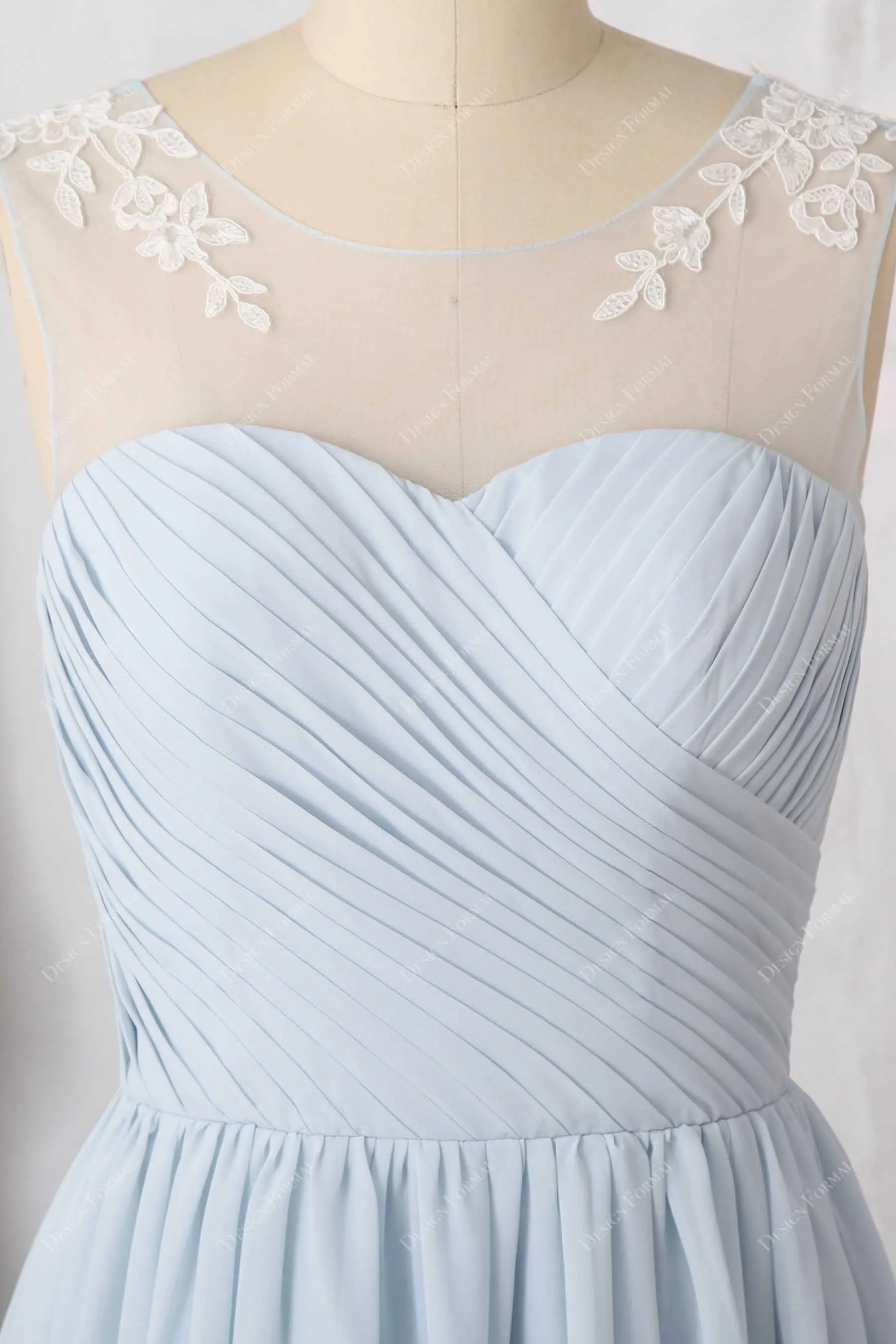 Light Blue Chiffon Lace Sleeveless Short Special Occasion Dress