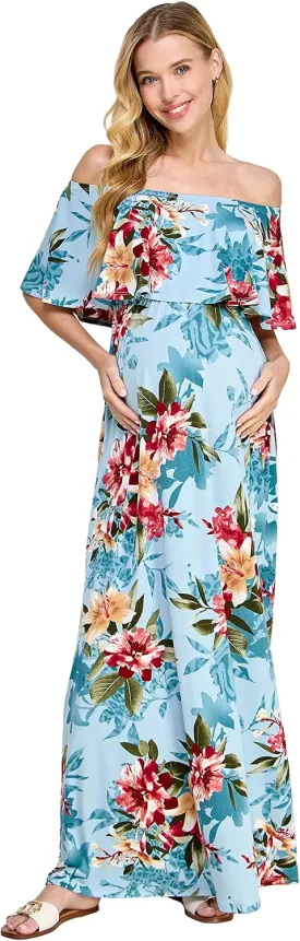 Maternity Dress Off Shoulder Maxi Pregnant Women Baby Shower Photoshoot