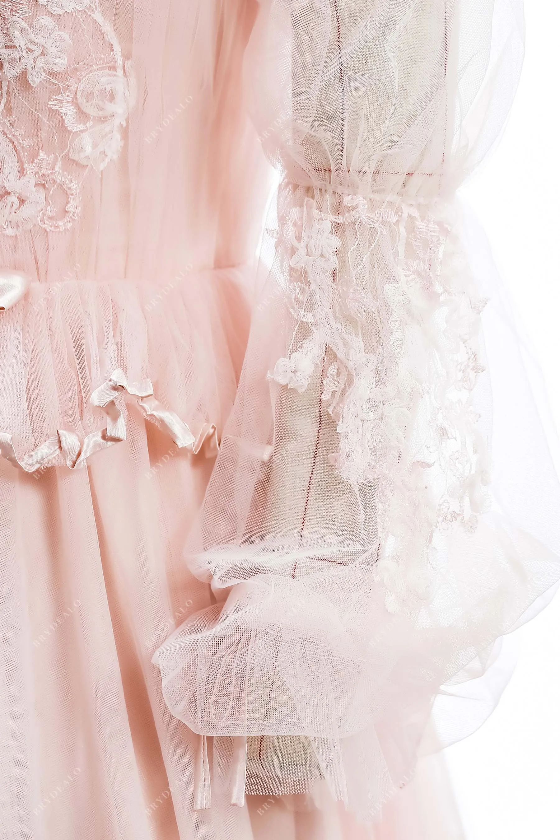 Pearl Pink Lace Tulle Designer Sweetheart Corset Off Shoulder Wedding Dress