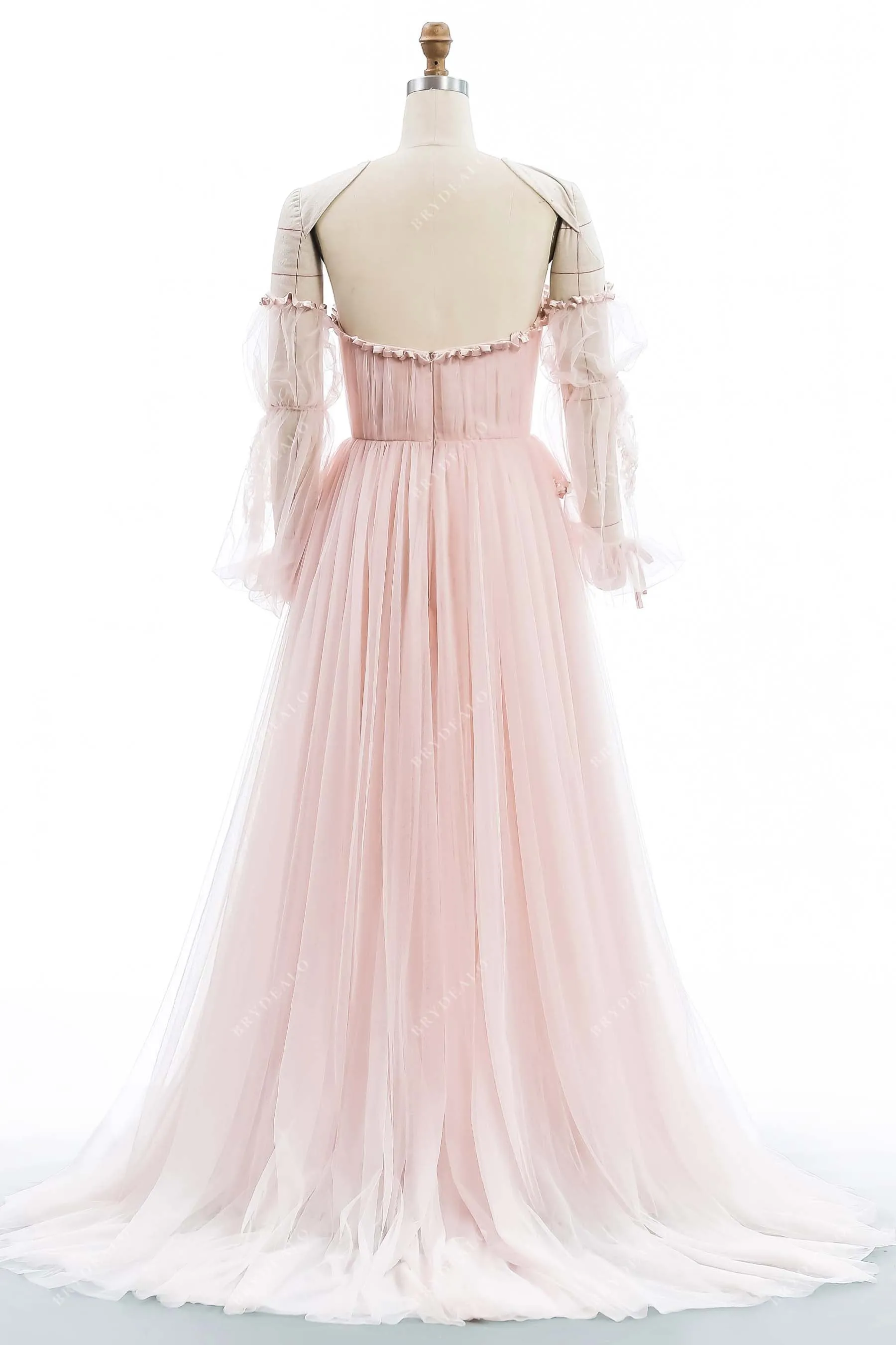 Pearl Pink Lace Tulle Designer Sweetheart Corset Off Shoulder Wedding Dress