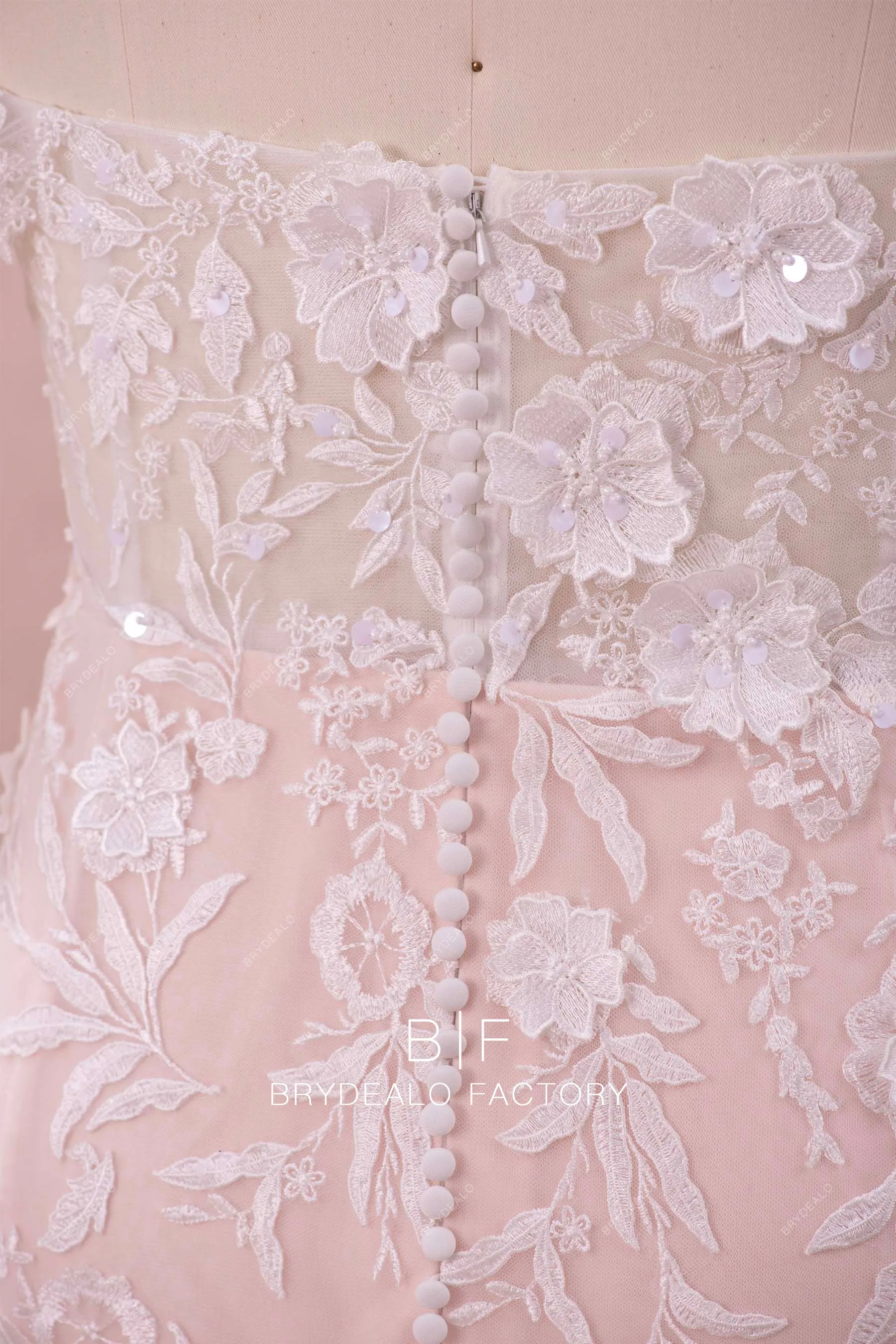 Plus Size Nude Pink Off Shoulder Lace Mermaid Destination Wedding Dress