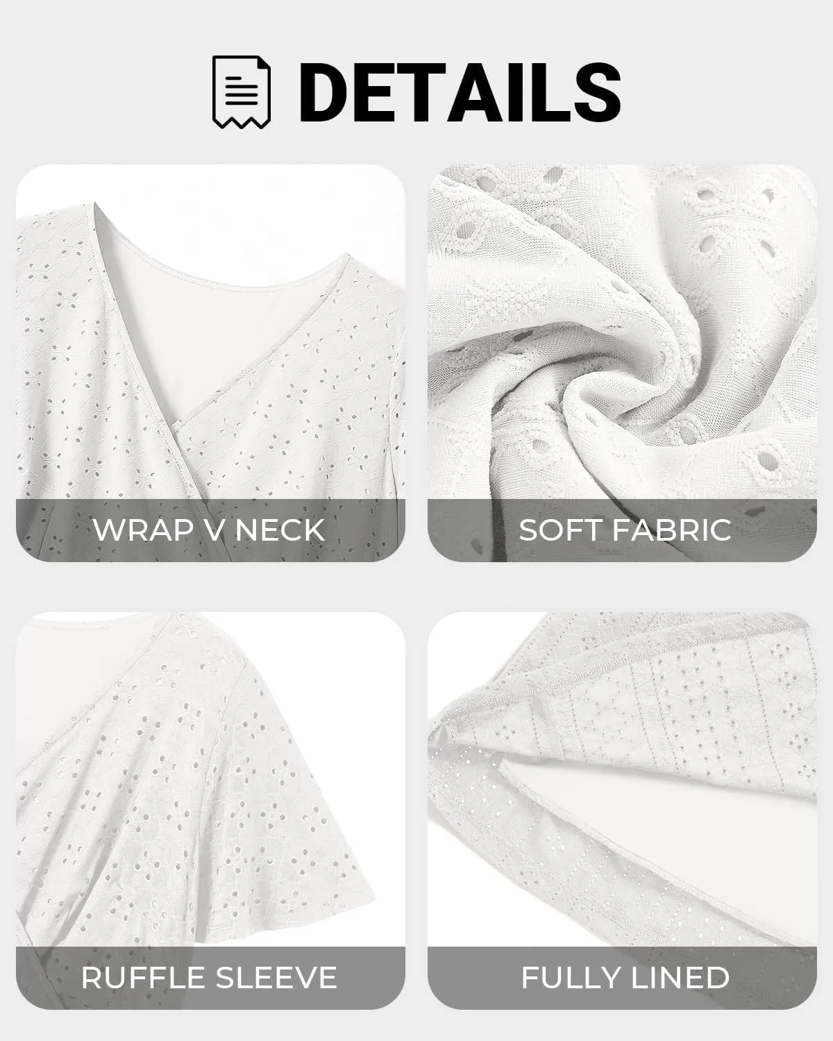 Plus Size Wedding Guest Dress - Summer Semi Formal Midi Eyelet Short Sleeve Wrap V Neck Belted A Line Dresses 2025