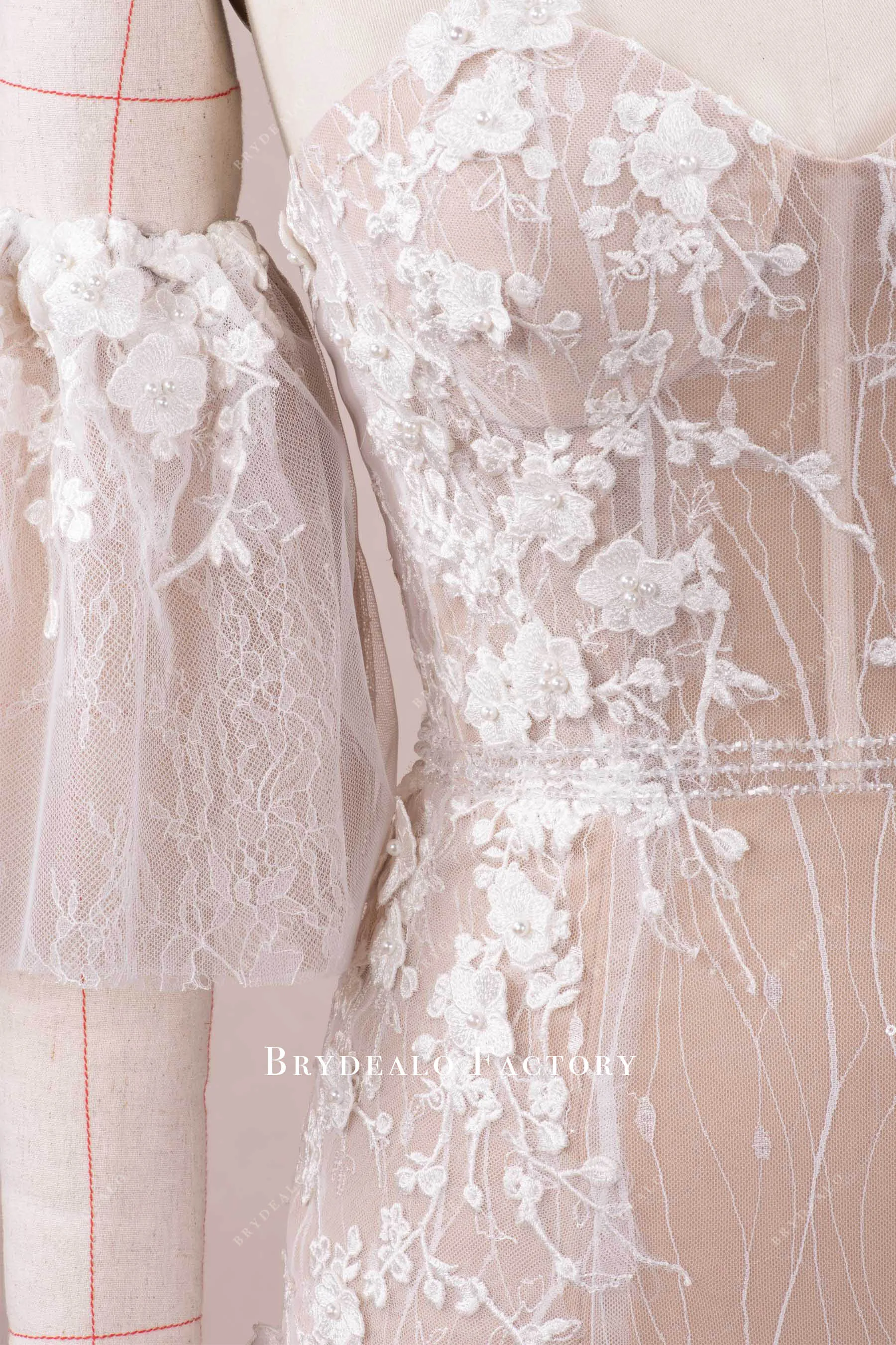 Romantic 3D Lace Corset Off-shoulder Mermaid Garden Wedding Dress