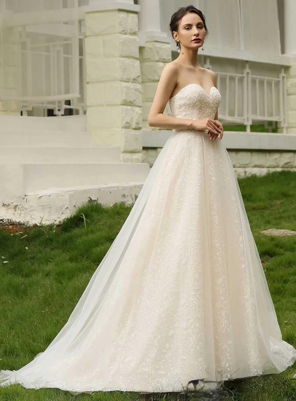 Sequins Princess Lace Wedding Dress