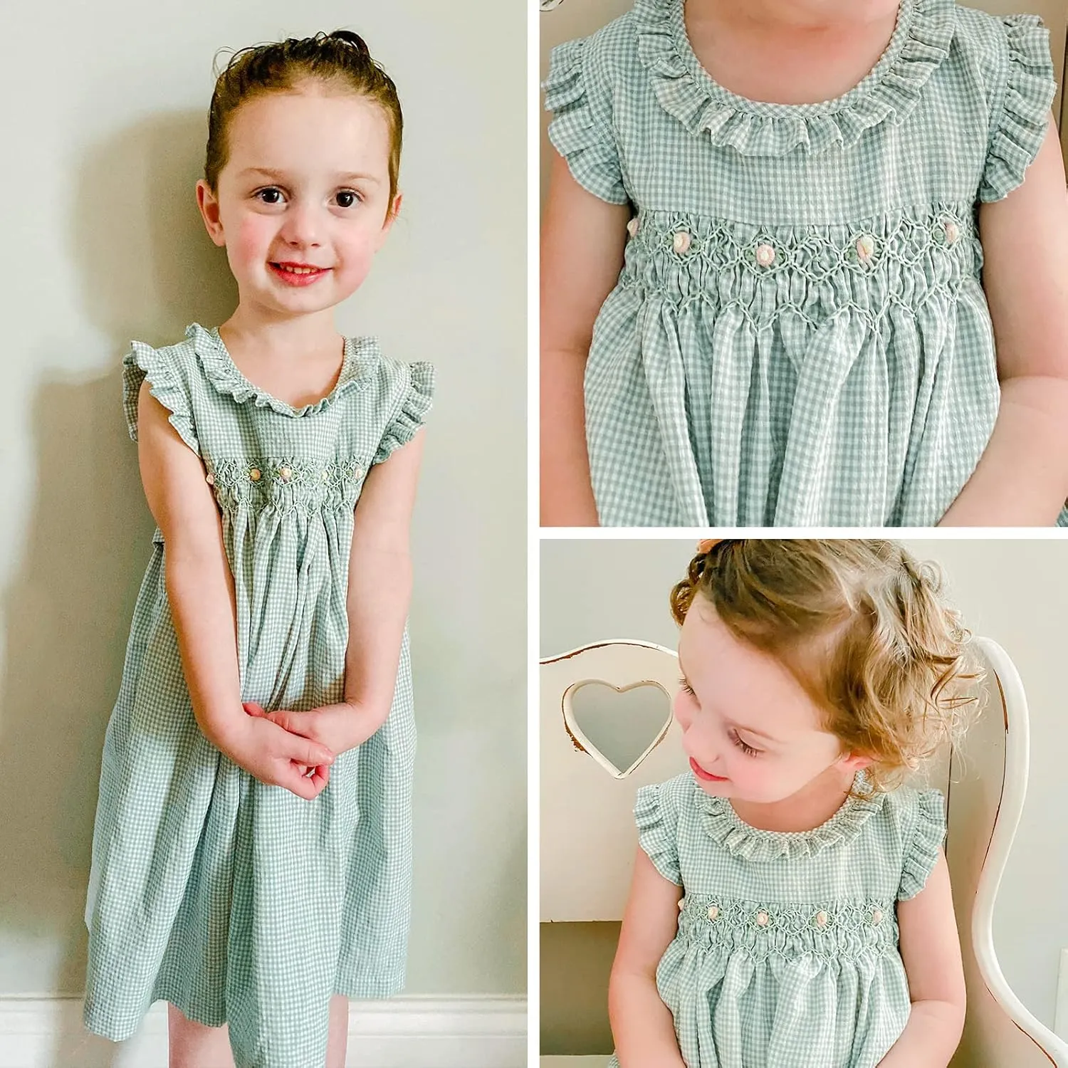 Simplee kids Baby Girl Smocked Dress Summer Casual Short Sleeve Dresses Floral Print Sundress Princess Dress for Toddlers