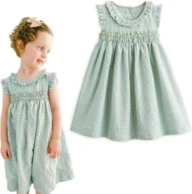 Simplee kids Baby Girl Smocked Dress Summer Casual Short Sleeve Dresses Floral Print Sundress Princess Dress for Toddlers