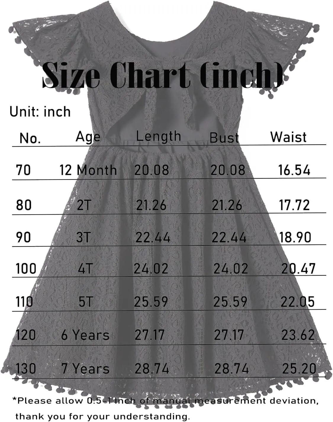 Toddler Girls Lace Dress Baby Kids Tie Back Bow Pom Pom Ruffle Sleeve Backless Party Princess Dresses