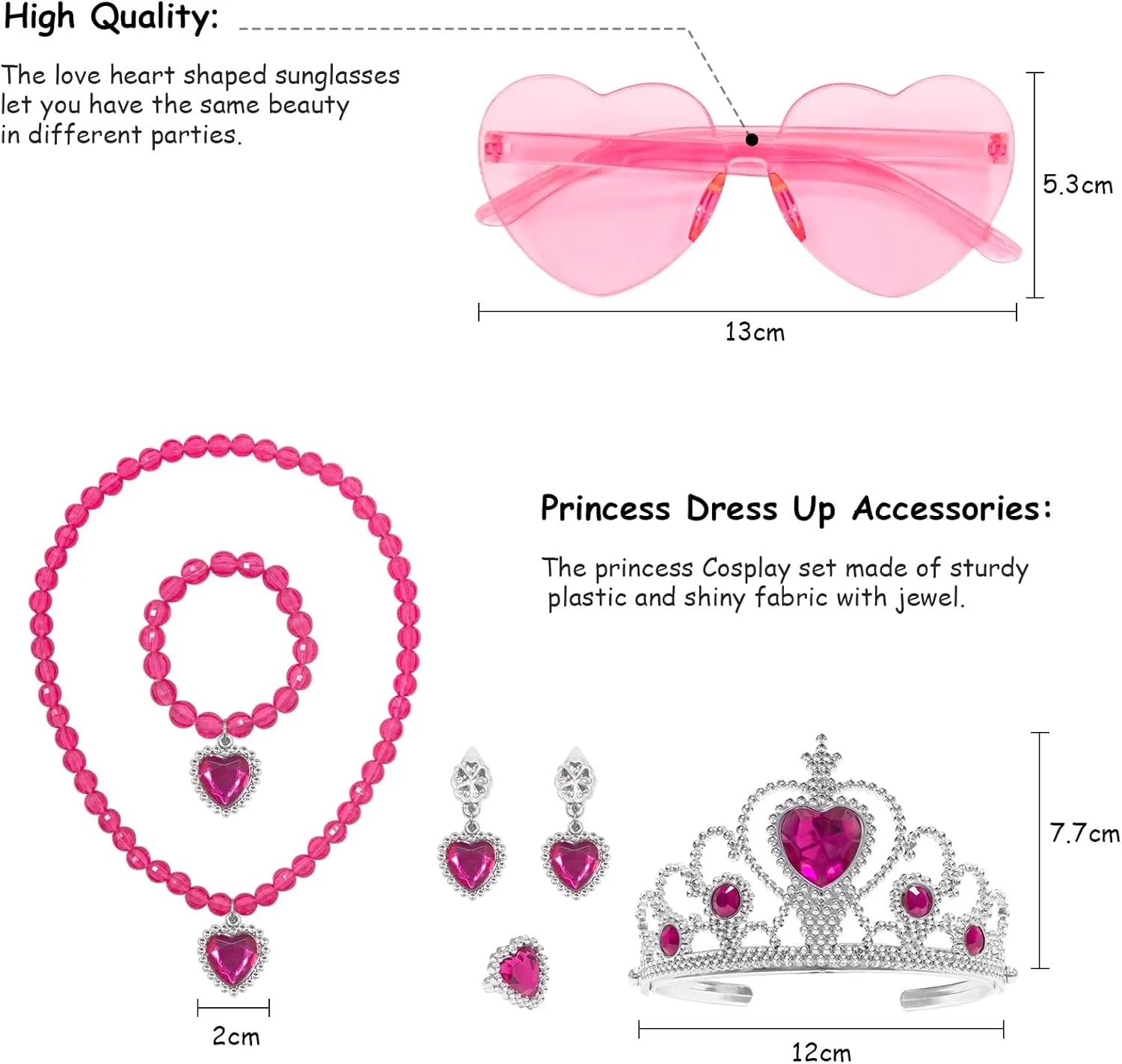 VORLITS Girls Pink Costume Set rainbow Tutu Dress For Kids Movie Cosplay Dress Up Outfits Halloween Birthday Party