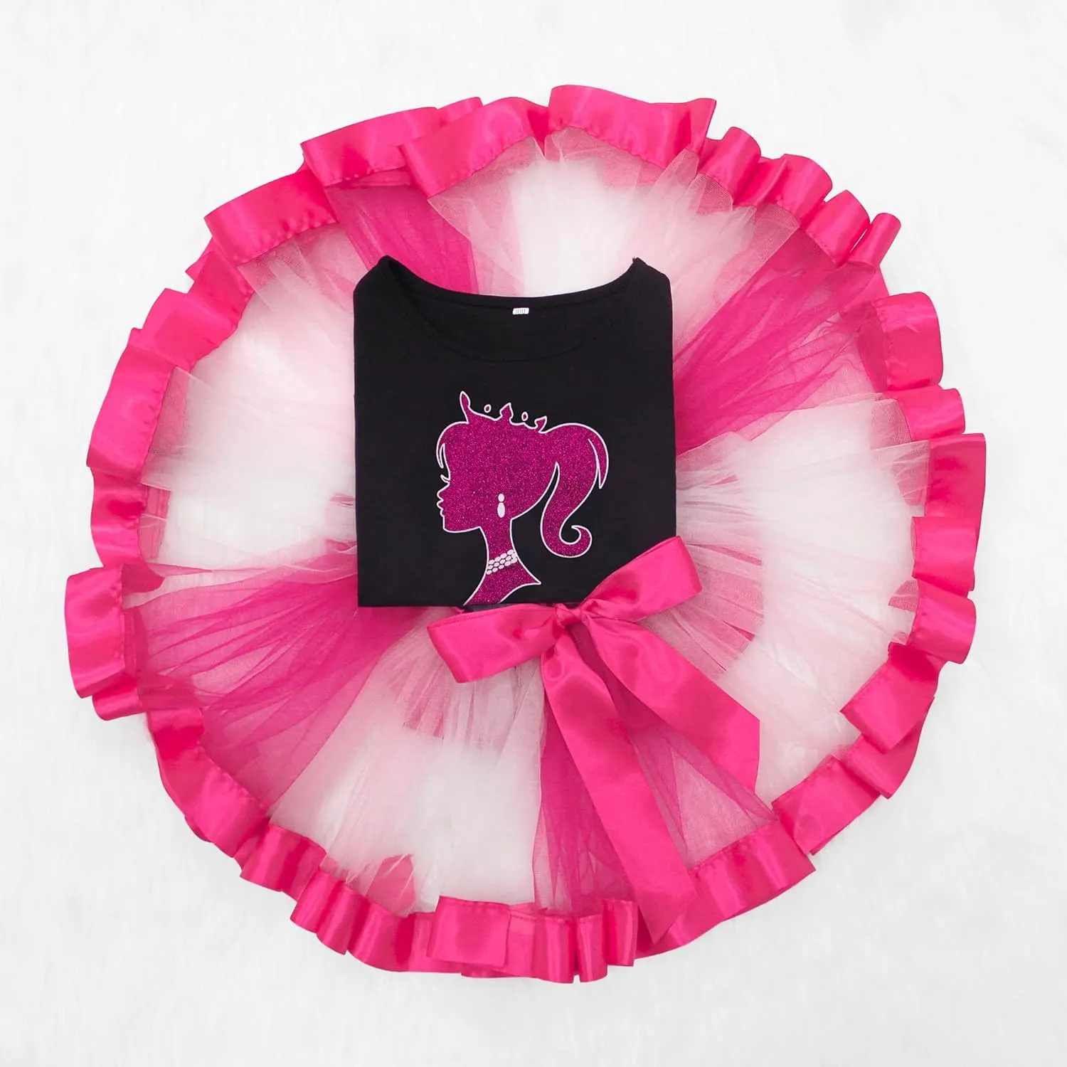 VORLITS Girls Pink Costume Set rainbow Tutu Dress For Kids Movie Cosplay Dress Up Outfits Halloween Birthday Party